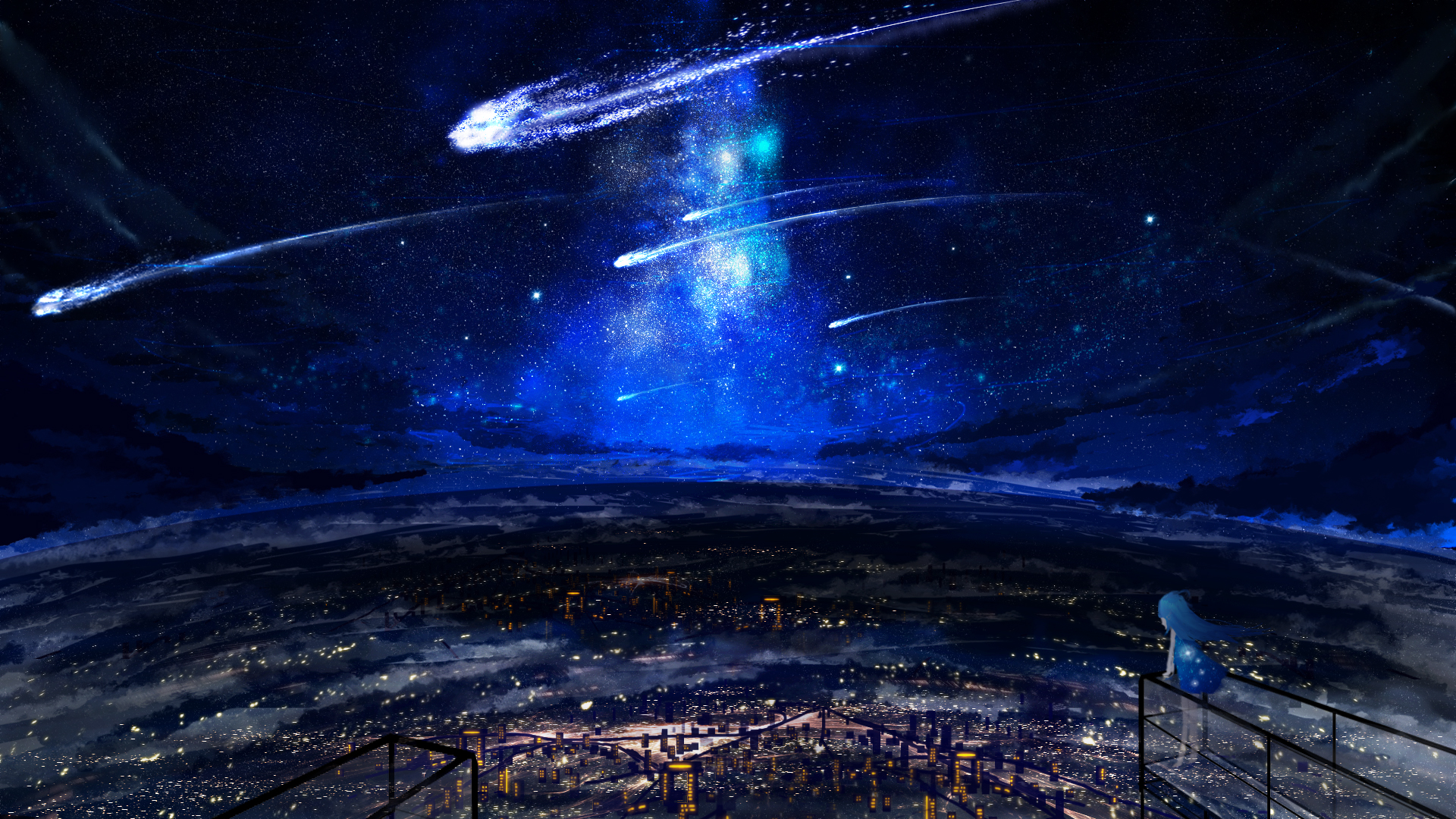 pixiv wallpaper,atmosphere,outer space,sky,space,earth