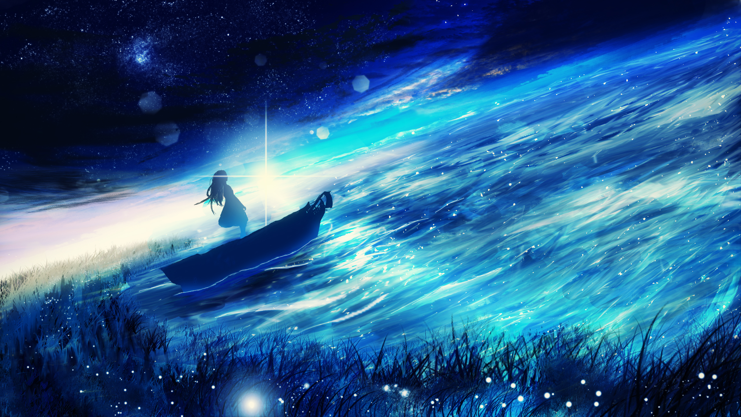 pixiv wallpaper,sky,atmosphere,wave,illustration,space