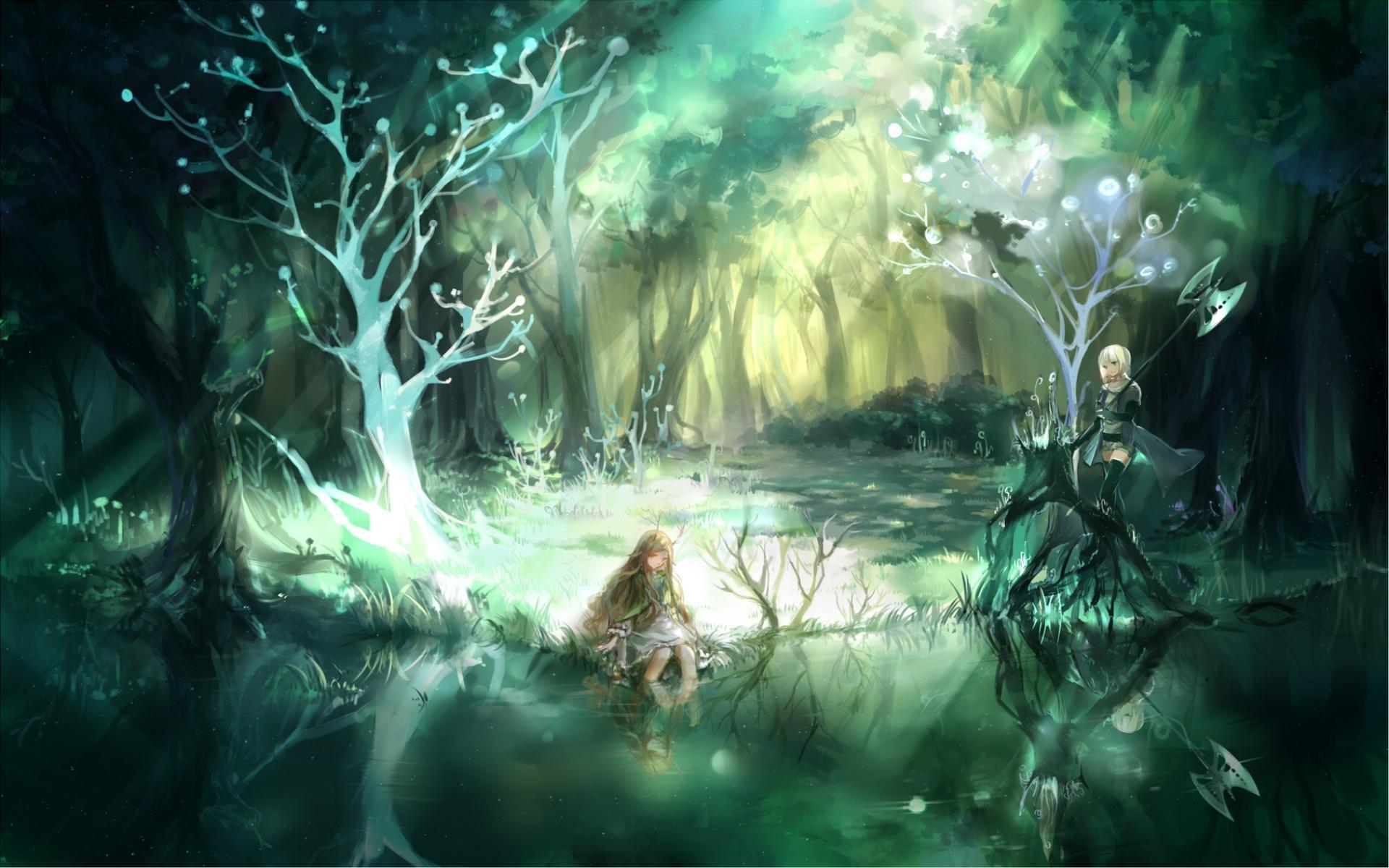 fond d'écran pixiv,la nature,ténèbres,oeuvre de cg,mythologie,forêt