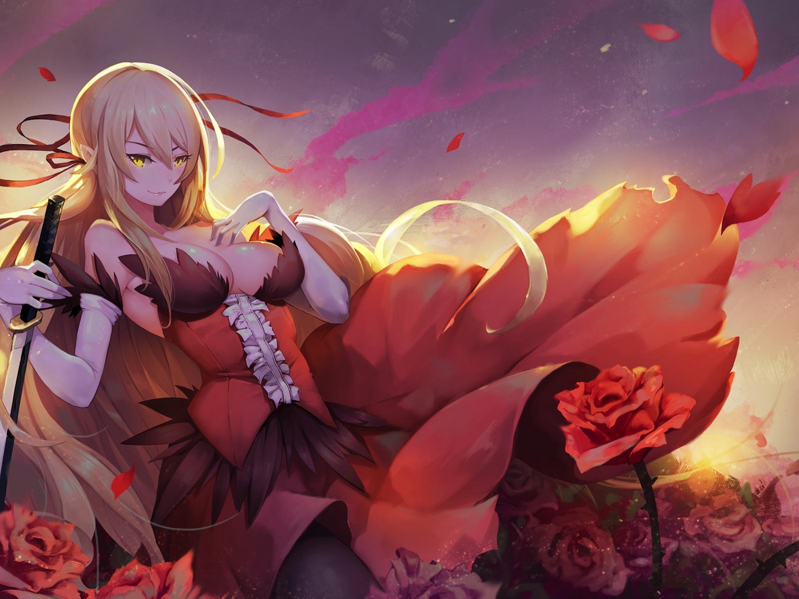 shinobu wallpaper,cg artwork,anime,cartoon,long hair,petal