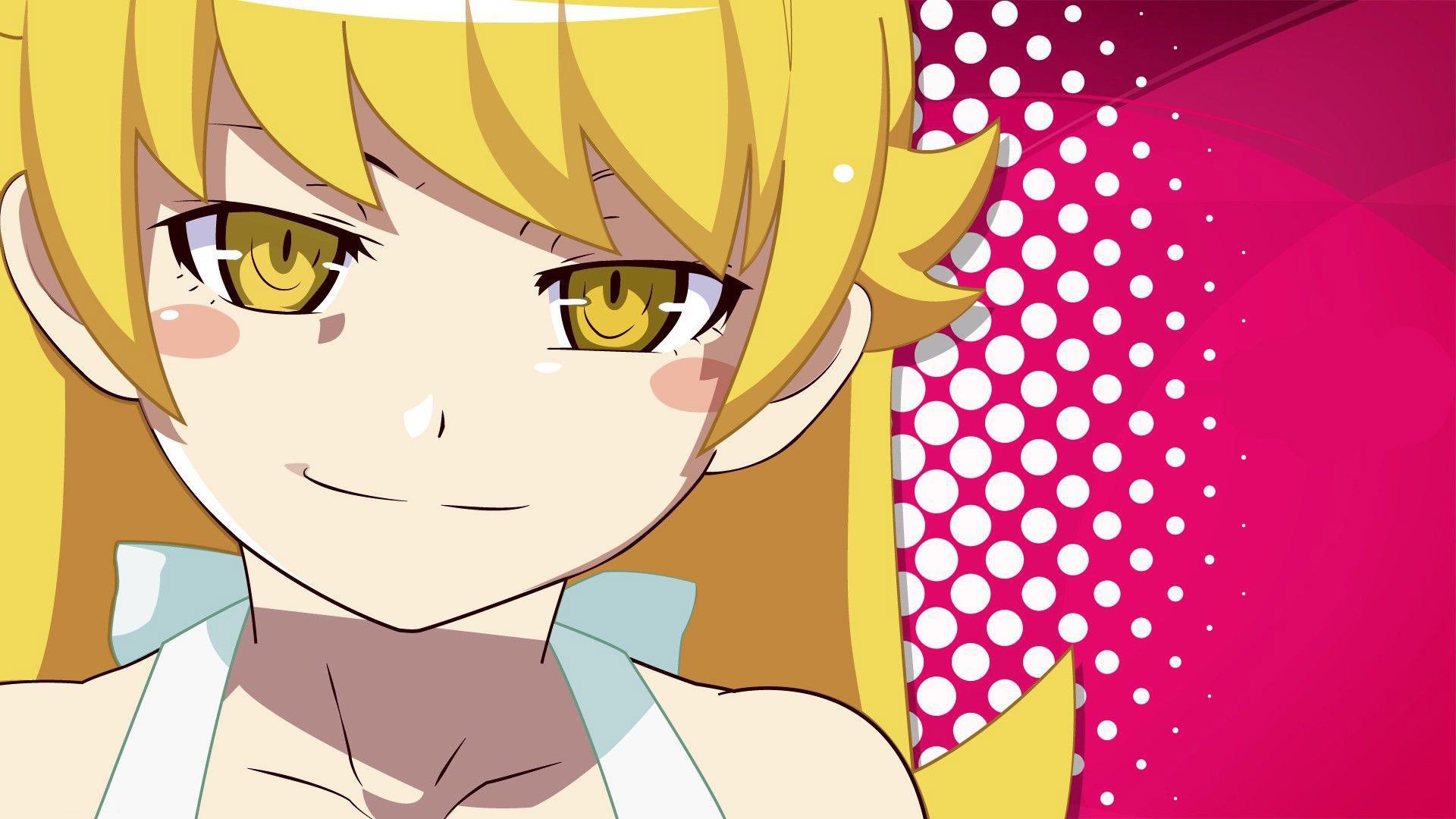 fond d'écran shinobu,dessin animé,anime,jaune,ligne,bouche