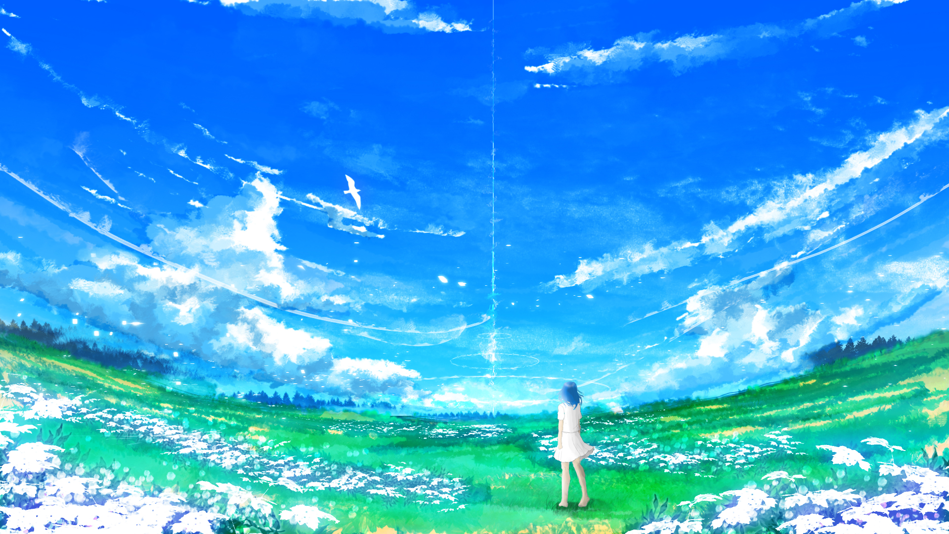 pixiv wallpaper,himmel,tagsüber,wasser,atmosphäre,ozean