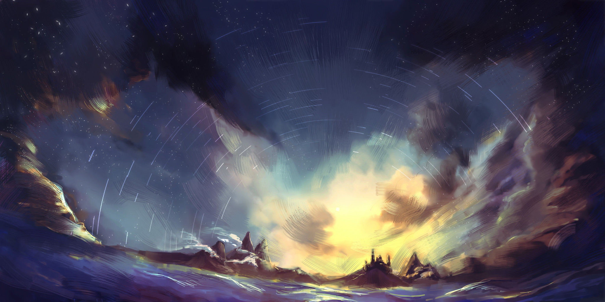 carta da parati pixiv,cielo,atmosfera,nube,spazio,orizzonte