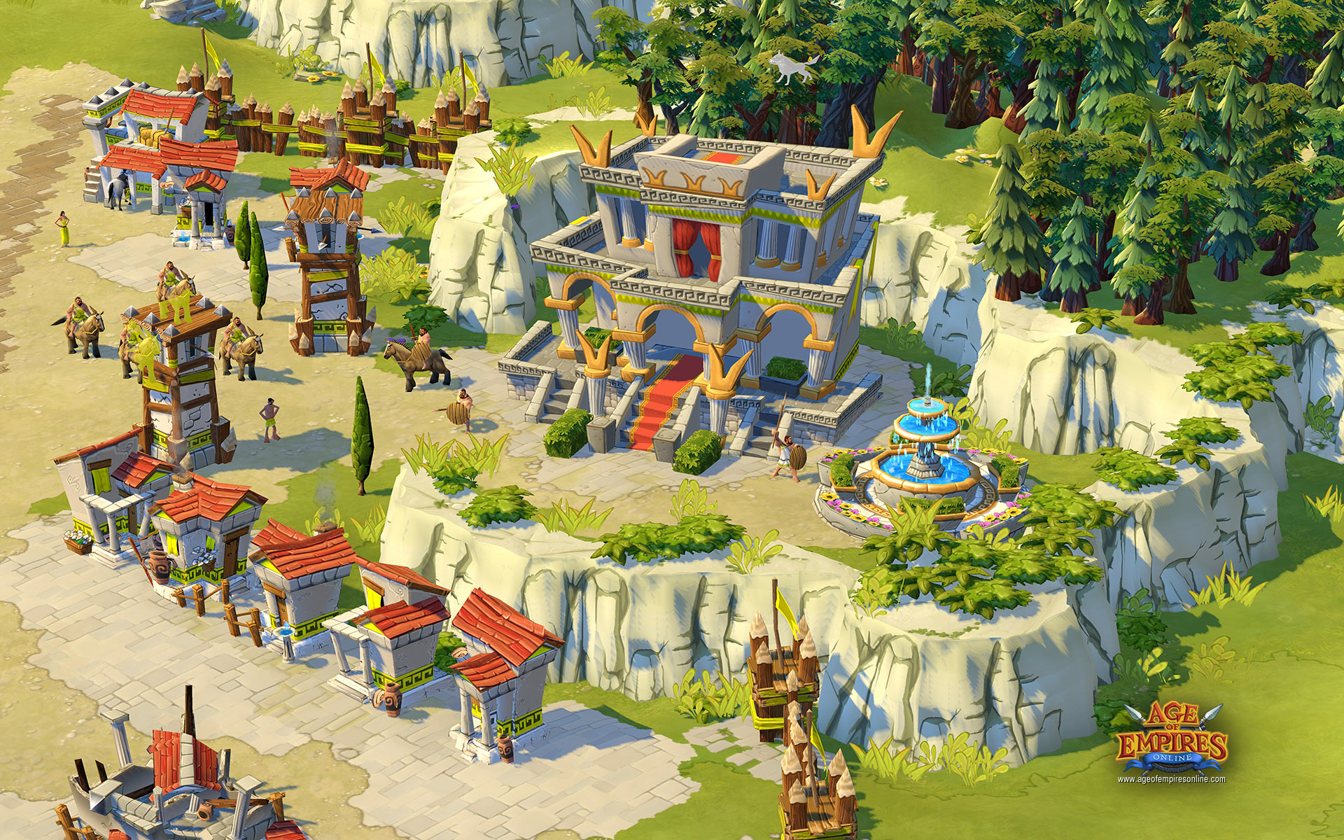 age of empires wallpaper,strategy video game,human settlement,residential area,urban design,illustration