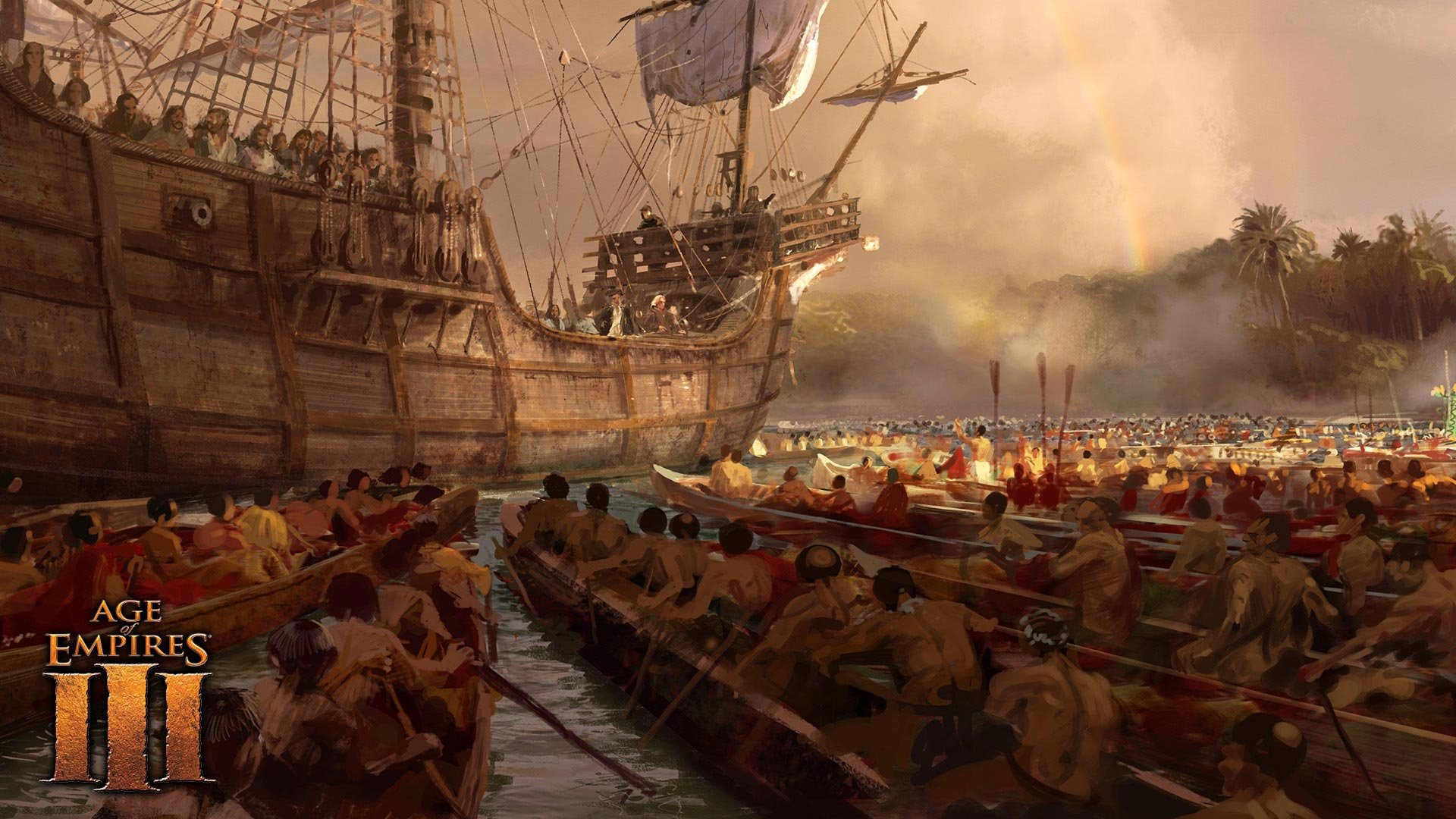 age of empires wallpaper,strategy video game,sailing ship,pc game,vehicle,galley