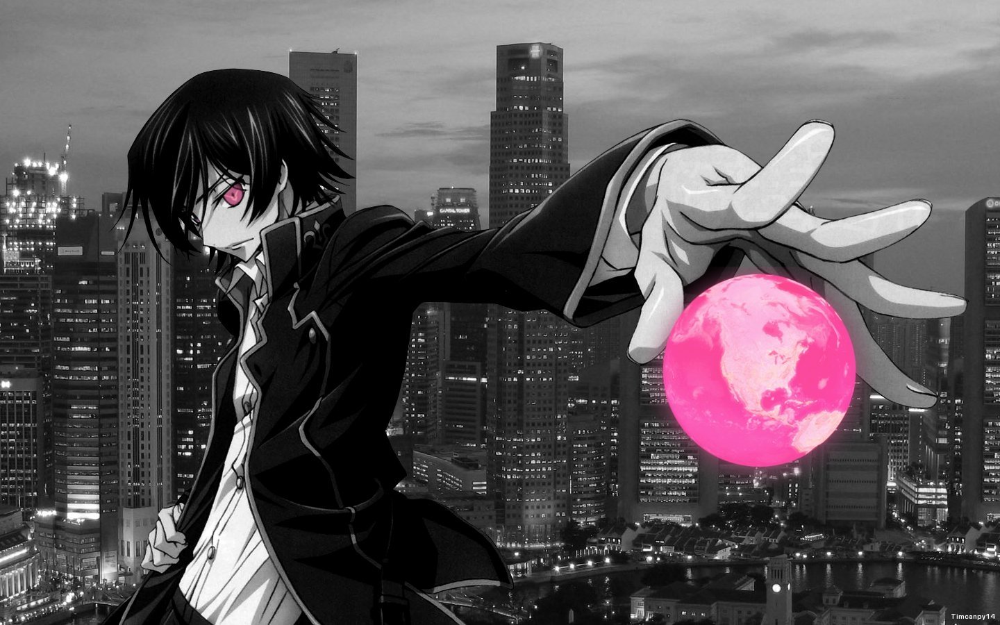 carta da parati lelouch vi britannia,cartone animato,capelli neri,anime,rosa,monocromatico