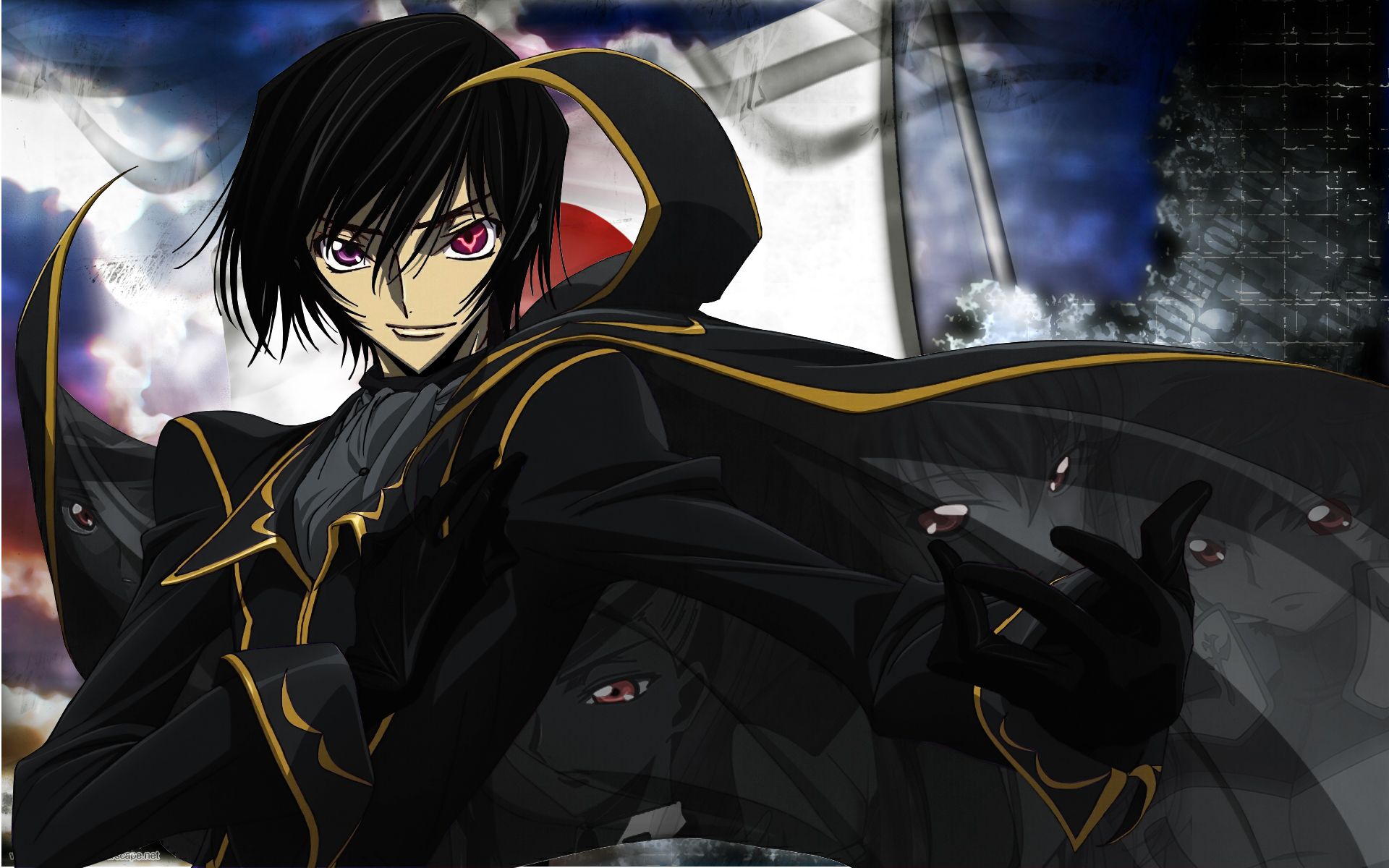 lelouch vi britannia wallpaper,cartoon,anime,black hair,cg artwork,long hair