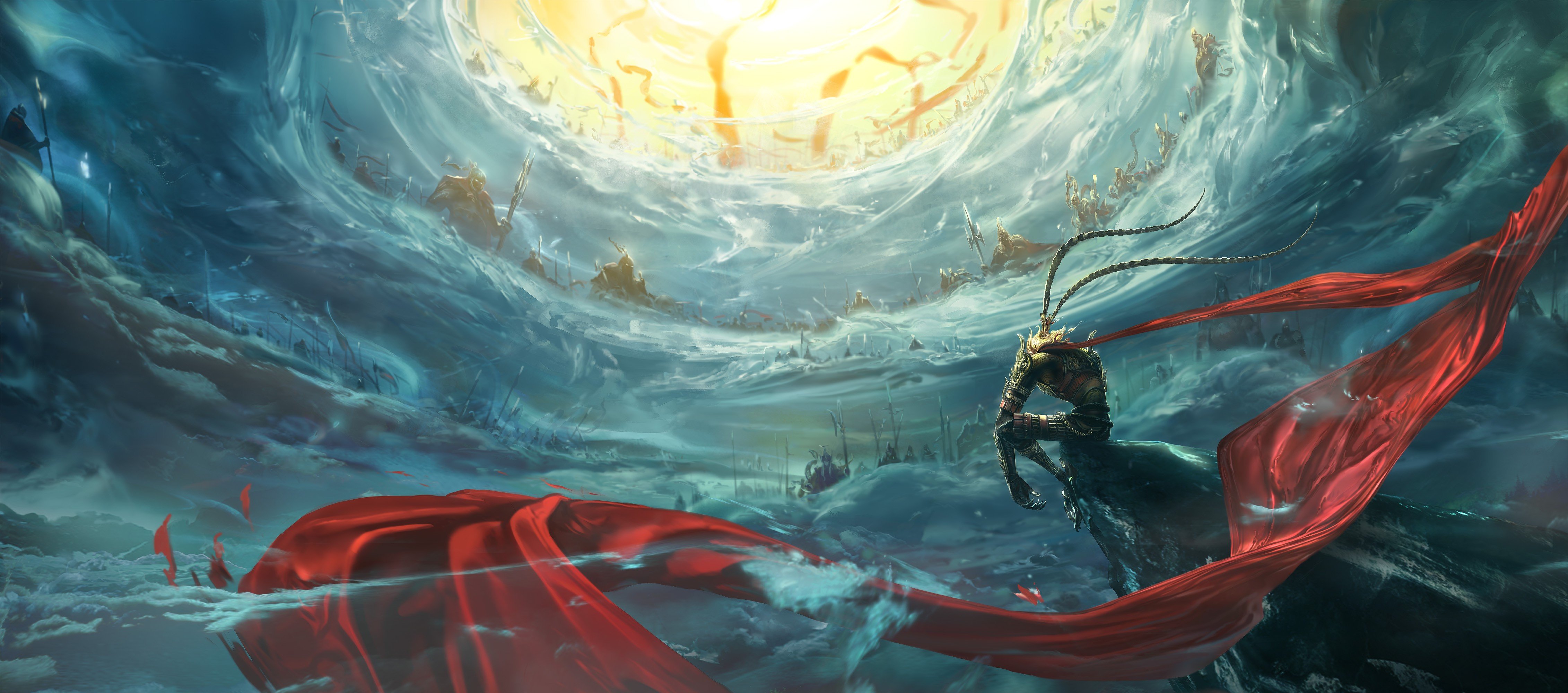 mono rey fondo de pantalla,cg artwork,agua,ilustración,ola,onda de viento