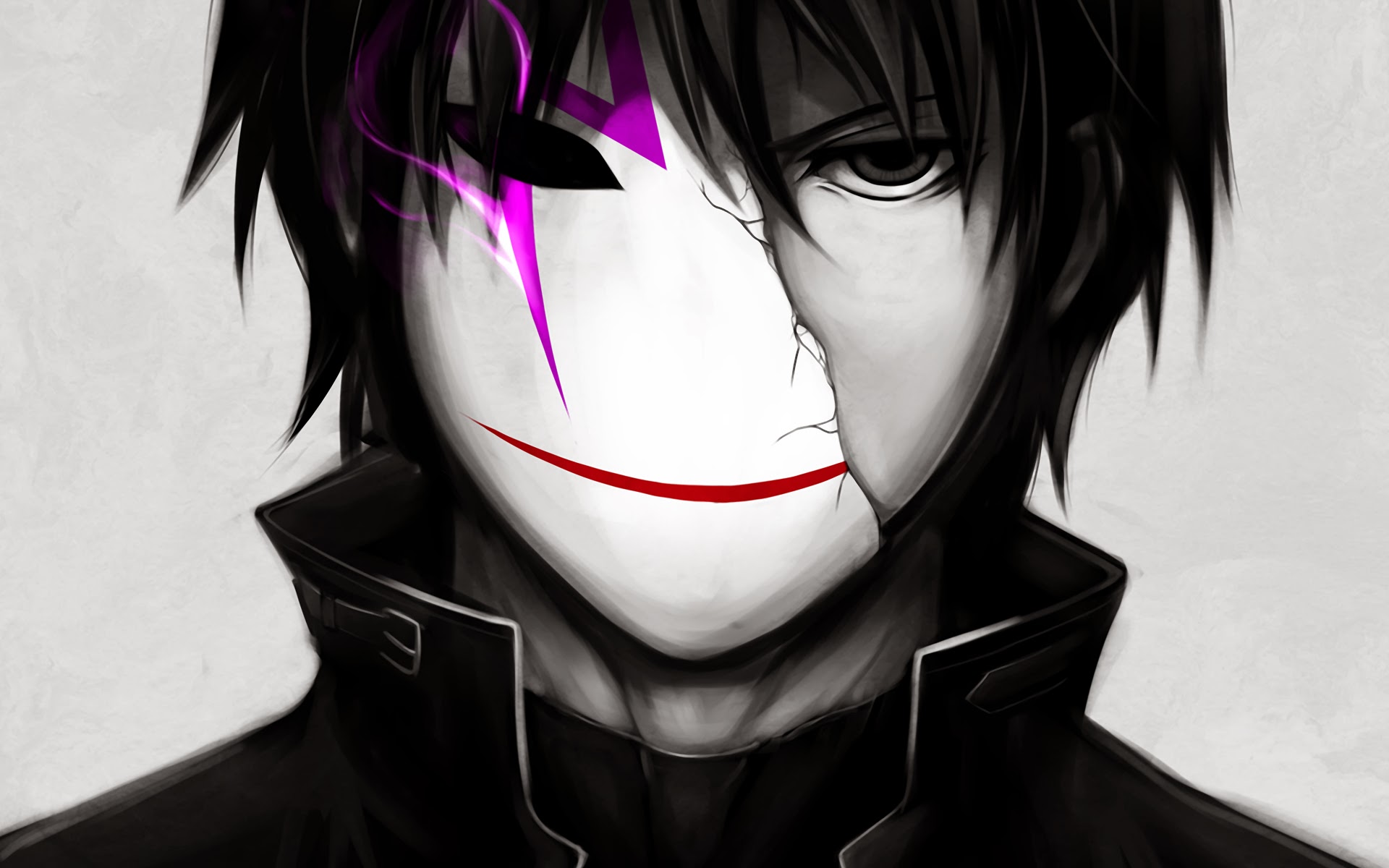 darker than black wallpaper,face,facial expression,black hair,anime,cartoon