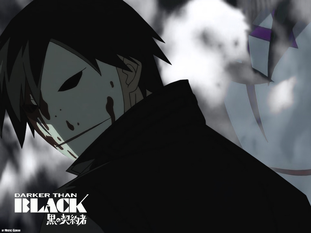darker than black wallpaper,anime,cartoon,black hair,cg artwork,black and white