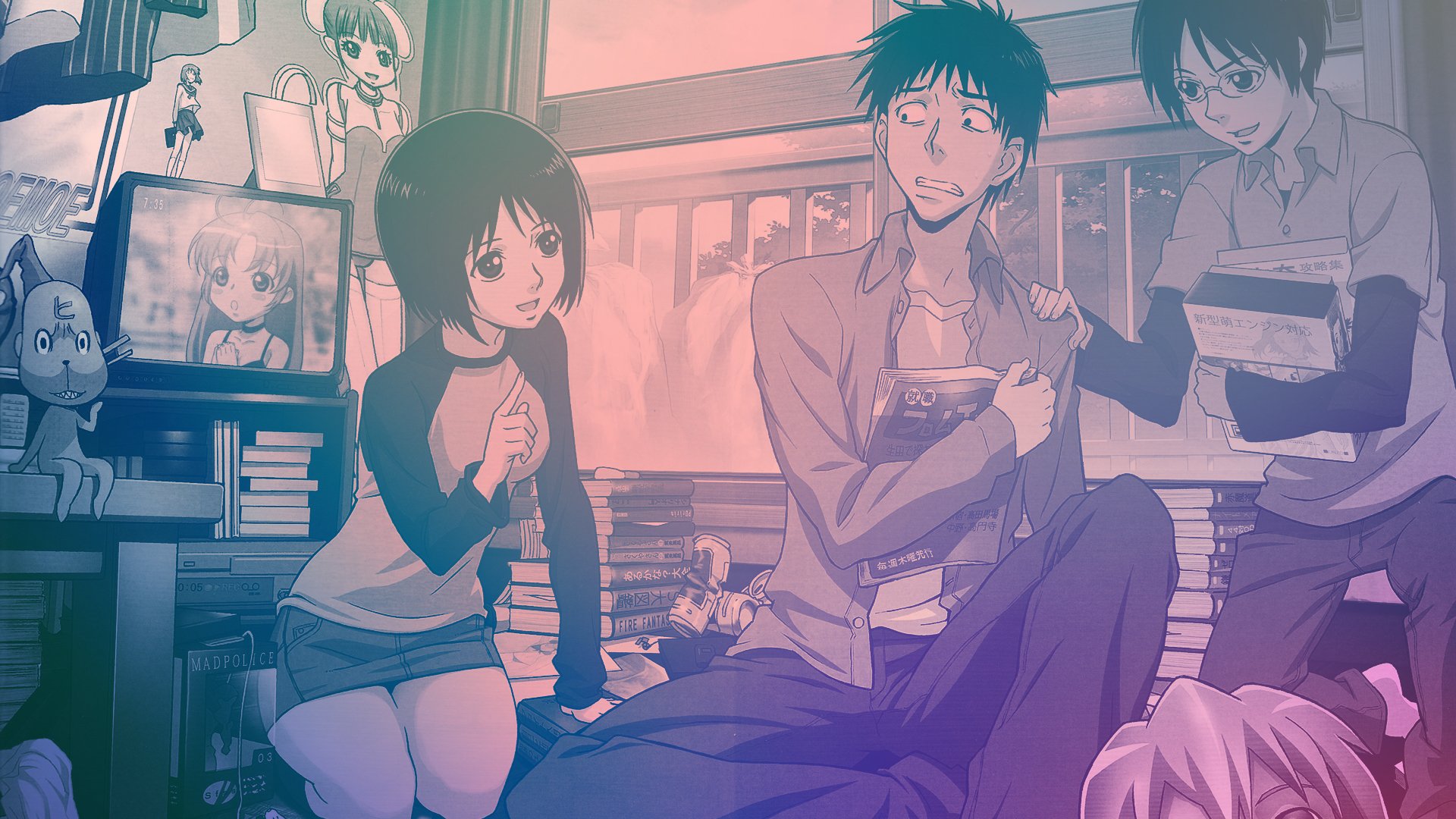 welcome to the nhk wallpaper,anime,snapshot,cartoon,black hair,mouth