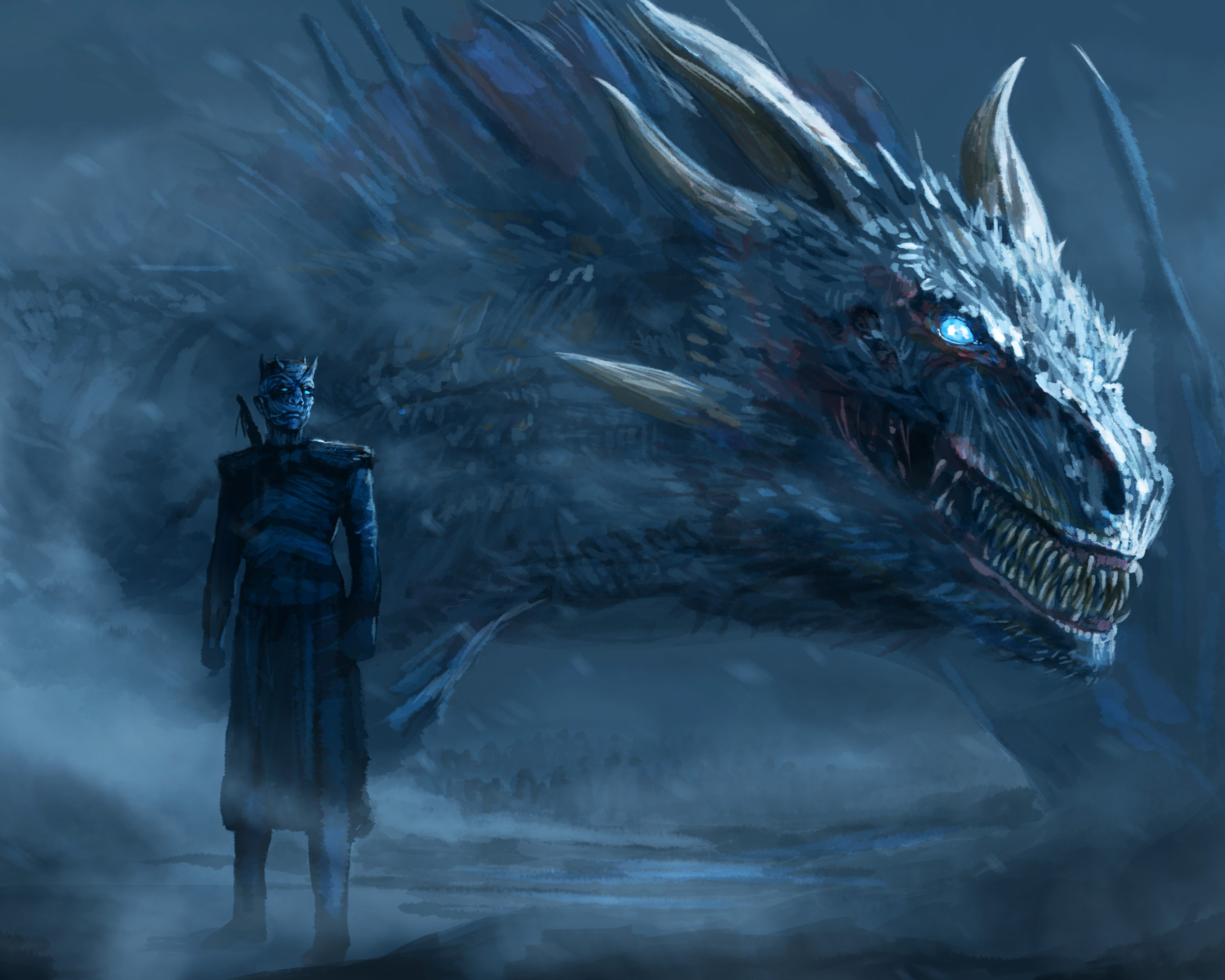 white walker wallpaper,dragon,cg artwork,darkness,fictional character,mythical creature