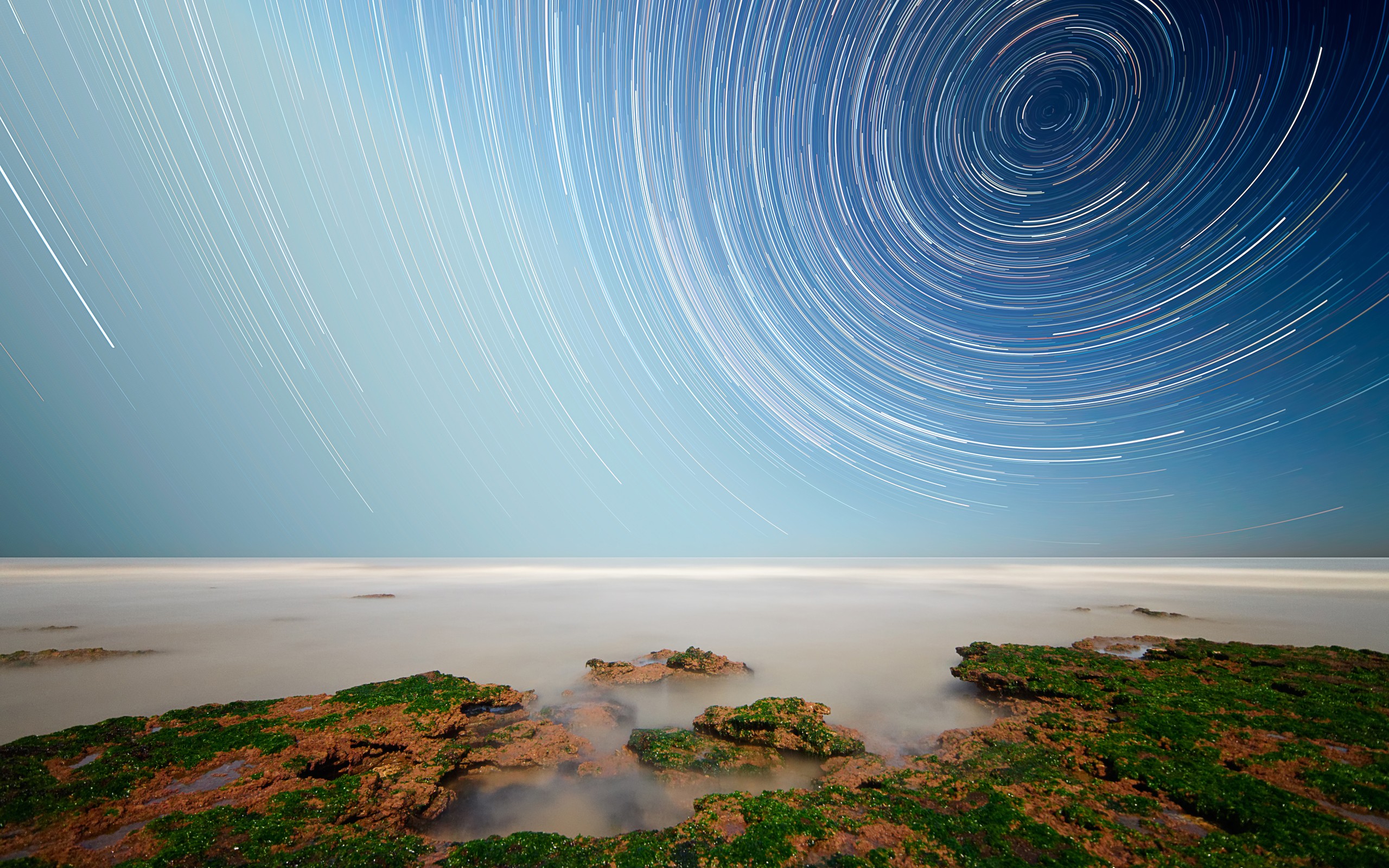 star trails wallpaper,sky,natural landscape,nature,water resources,sea