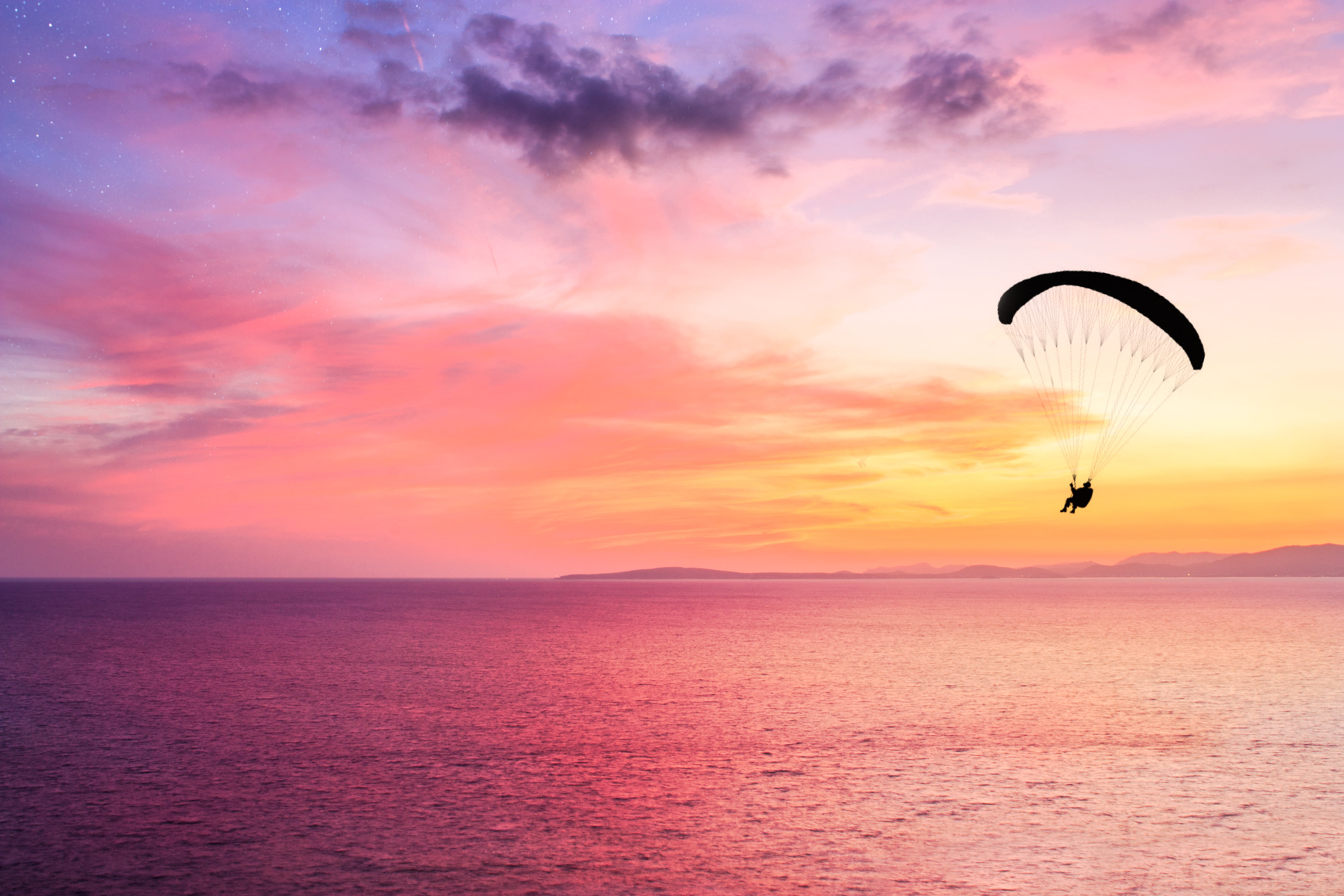 papel pintado paracaídas,parapente,cielo,paracaídas,horizonte,paracaidismo