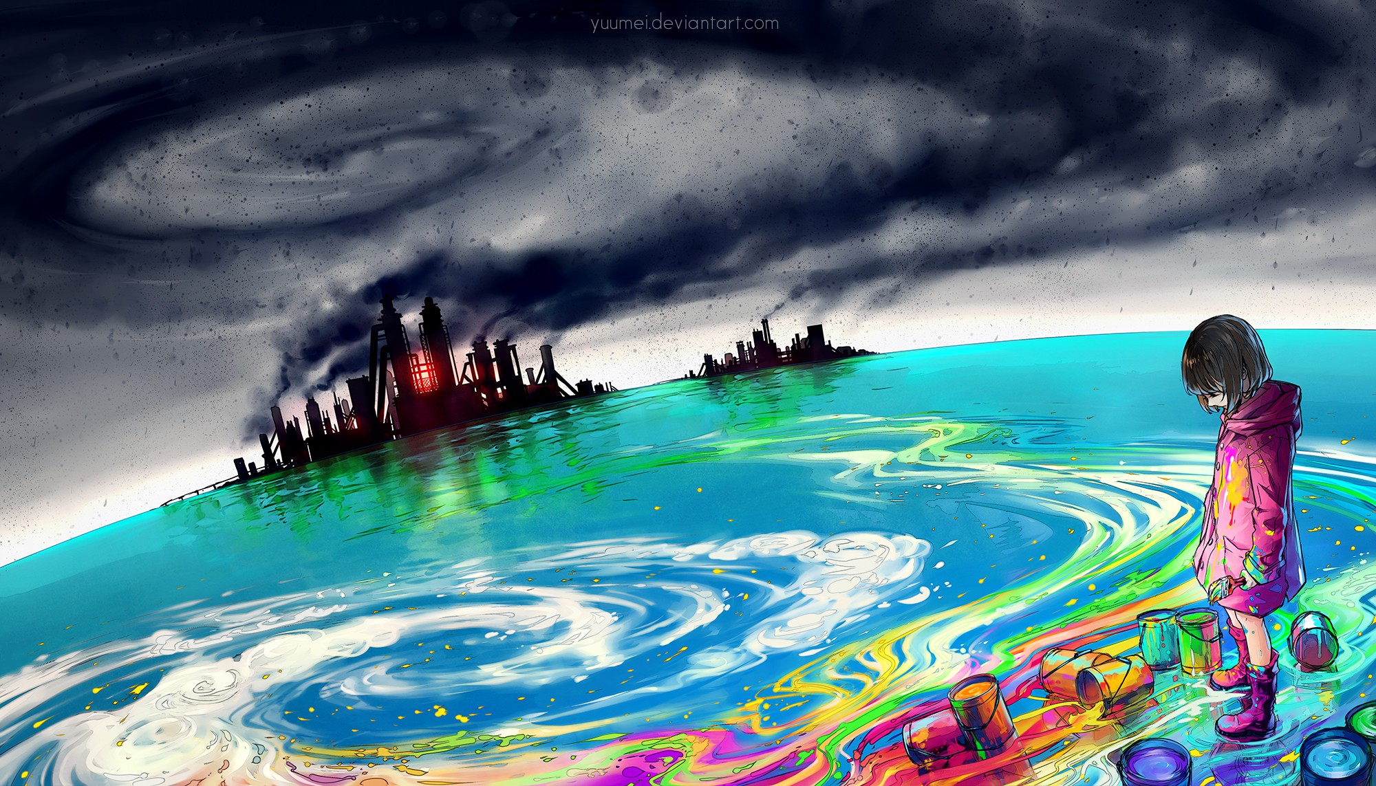 pollution wallpaper,water,sky,atmosphere,illustration,world