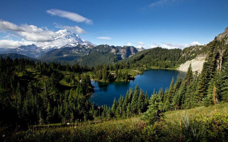 blaue bergstaat tapete,berg,natürliche landschaft,natur,gewässer,tarn