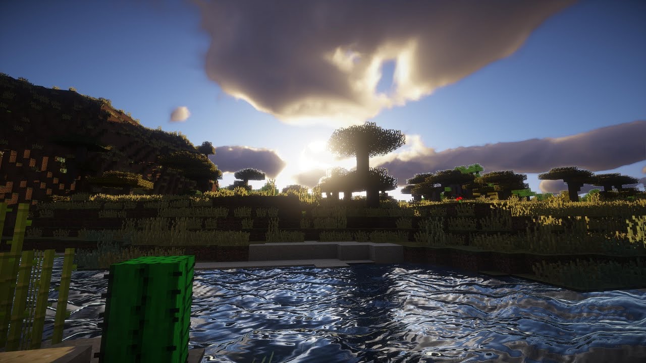 carta da parati shader di minecraft,natura,cielo,risorse idriche,acqua,riflessione