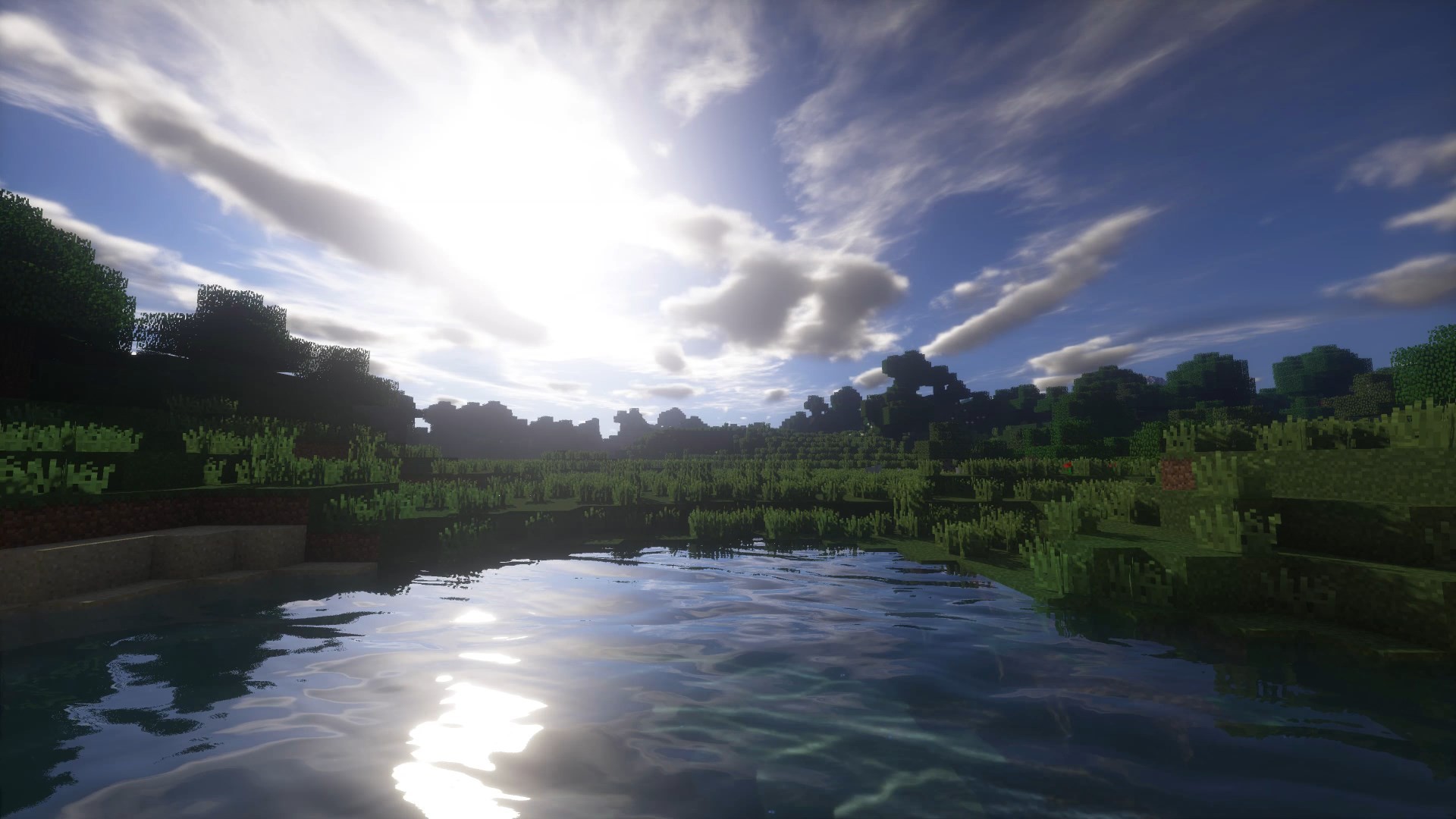 carta da parati shader di minecraft,cielo,natura,acqua,risorse idriche,riflessione