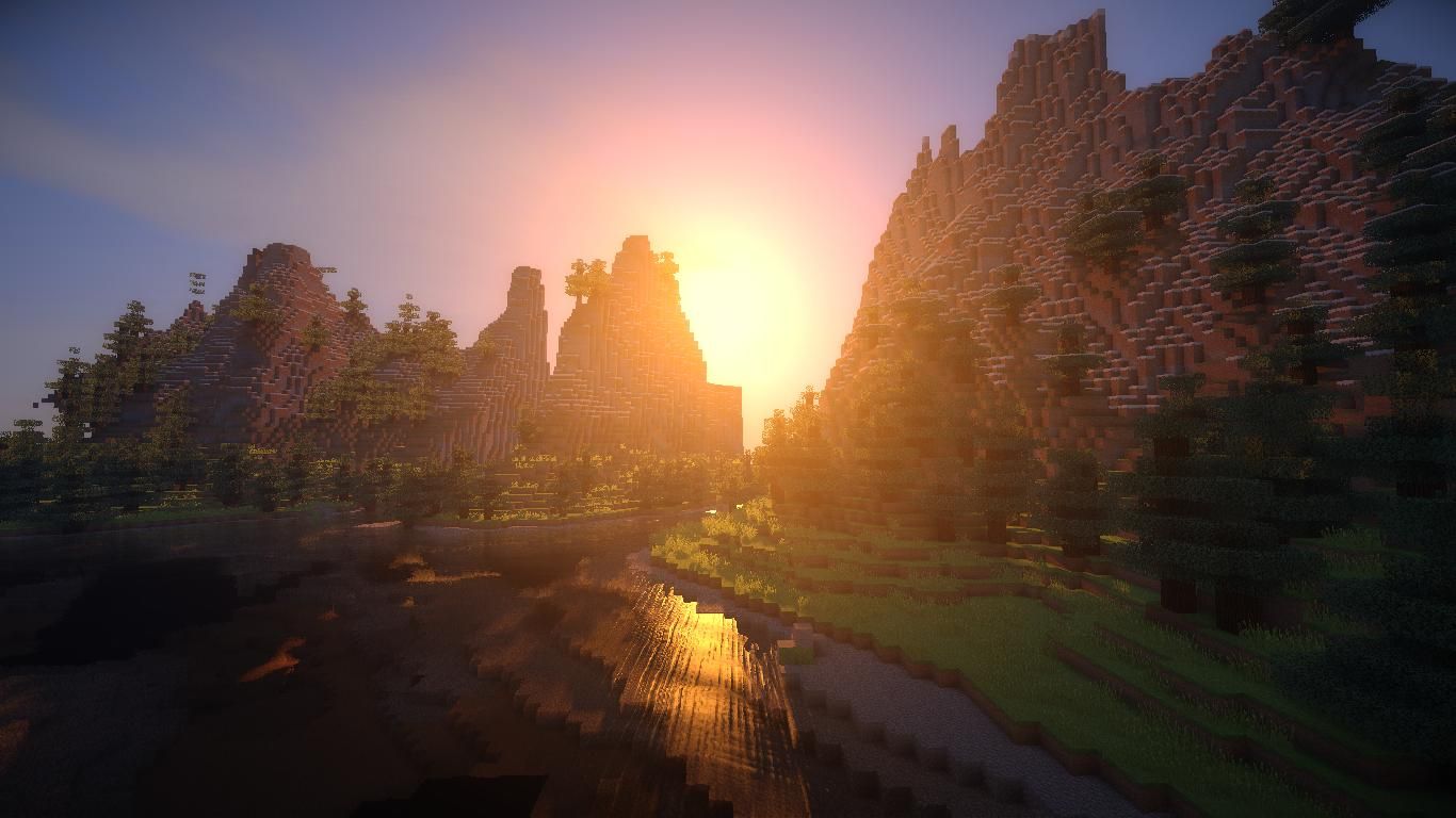 fondo de pantalla de minecraft shader,naturaleza,cielo,ligero,luz del sol,mañana