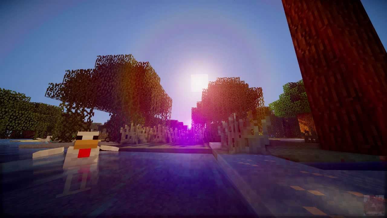 fond d'écran minecraft shader,ciel,lumière,matin,arbre,route