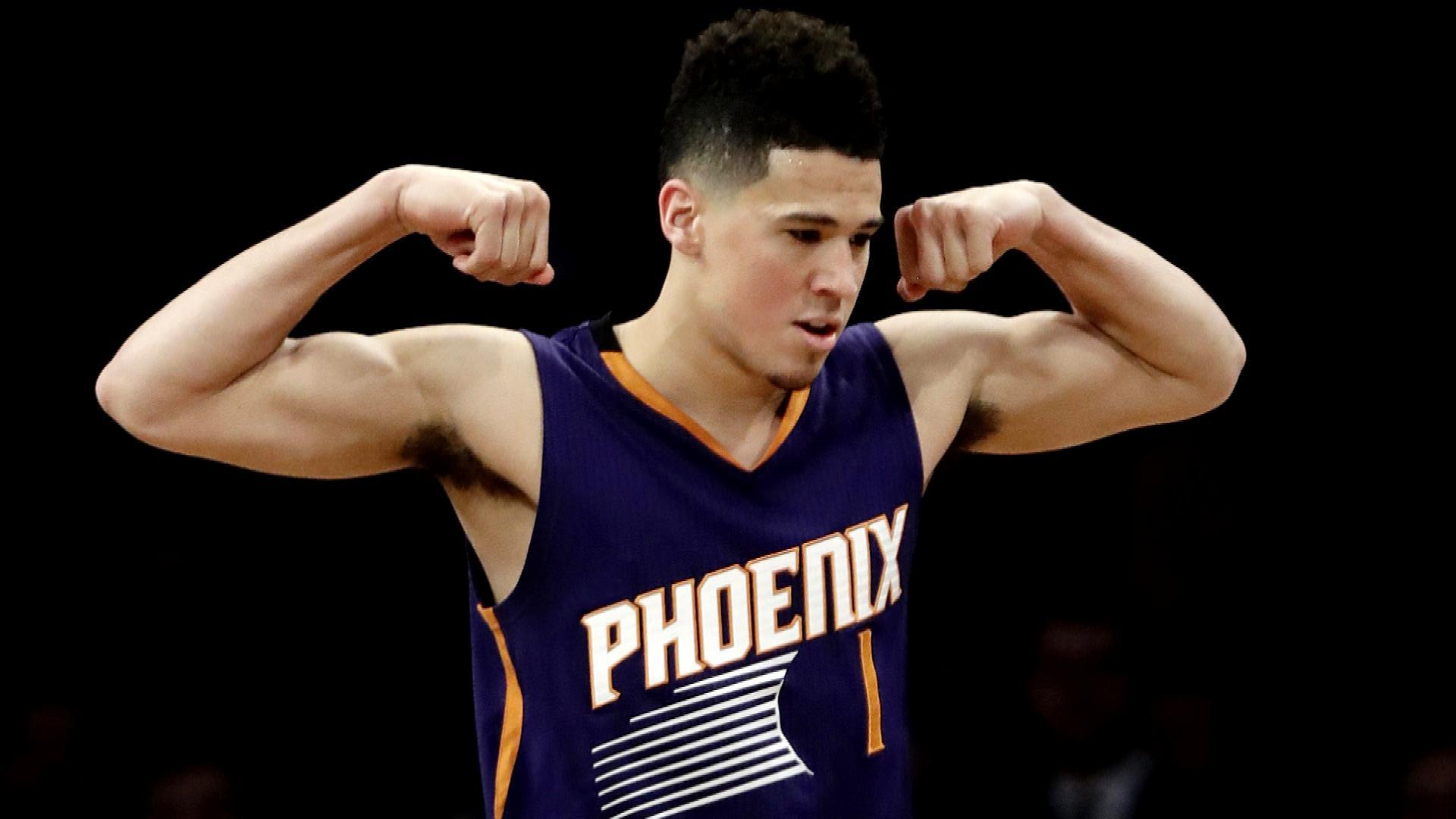 devin booker wallpaper hd,basketball player,sports uniform,muscle,shoulder,arm