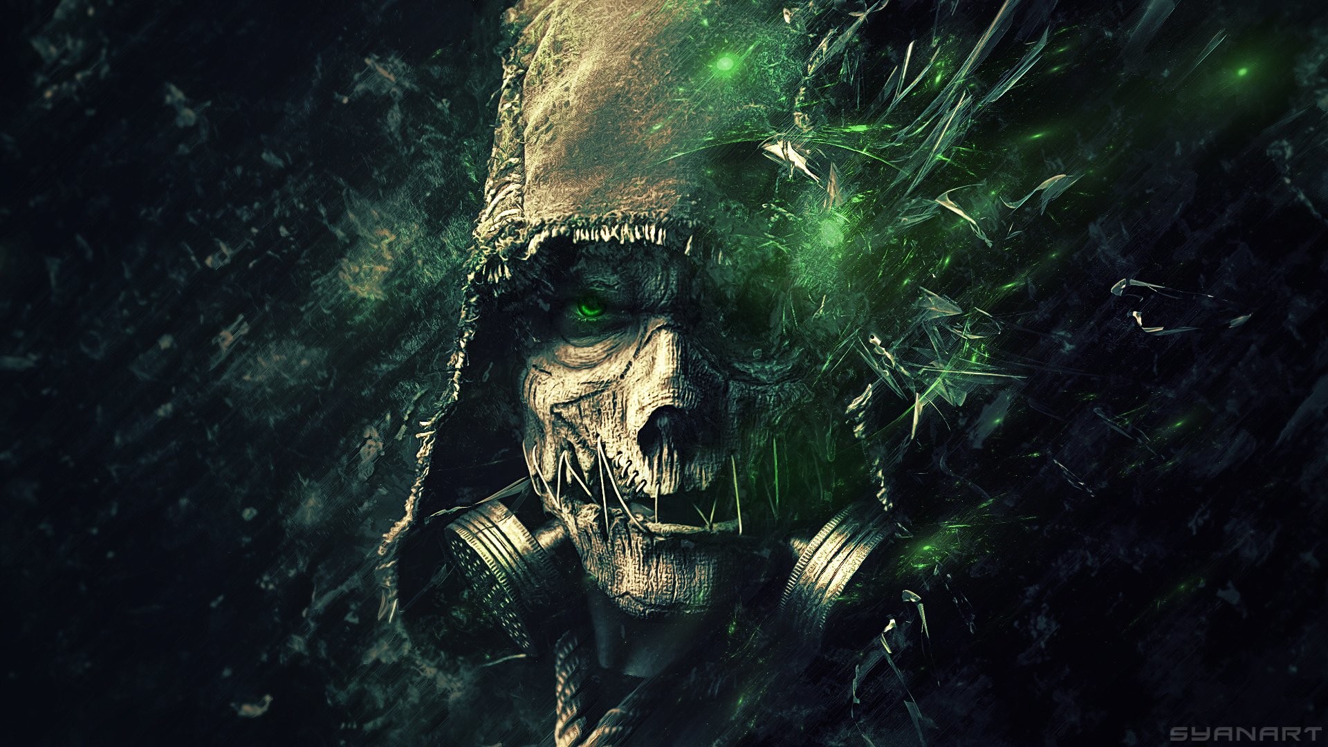 scarecrow batman wallpaper,green,darkness,fictional character,illustration,digital compositing
