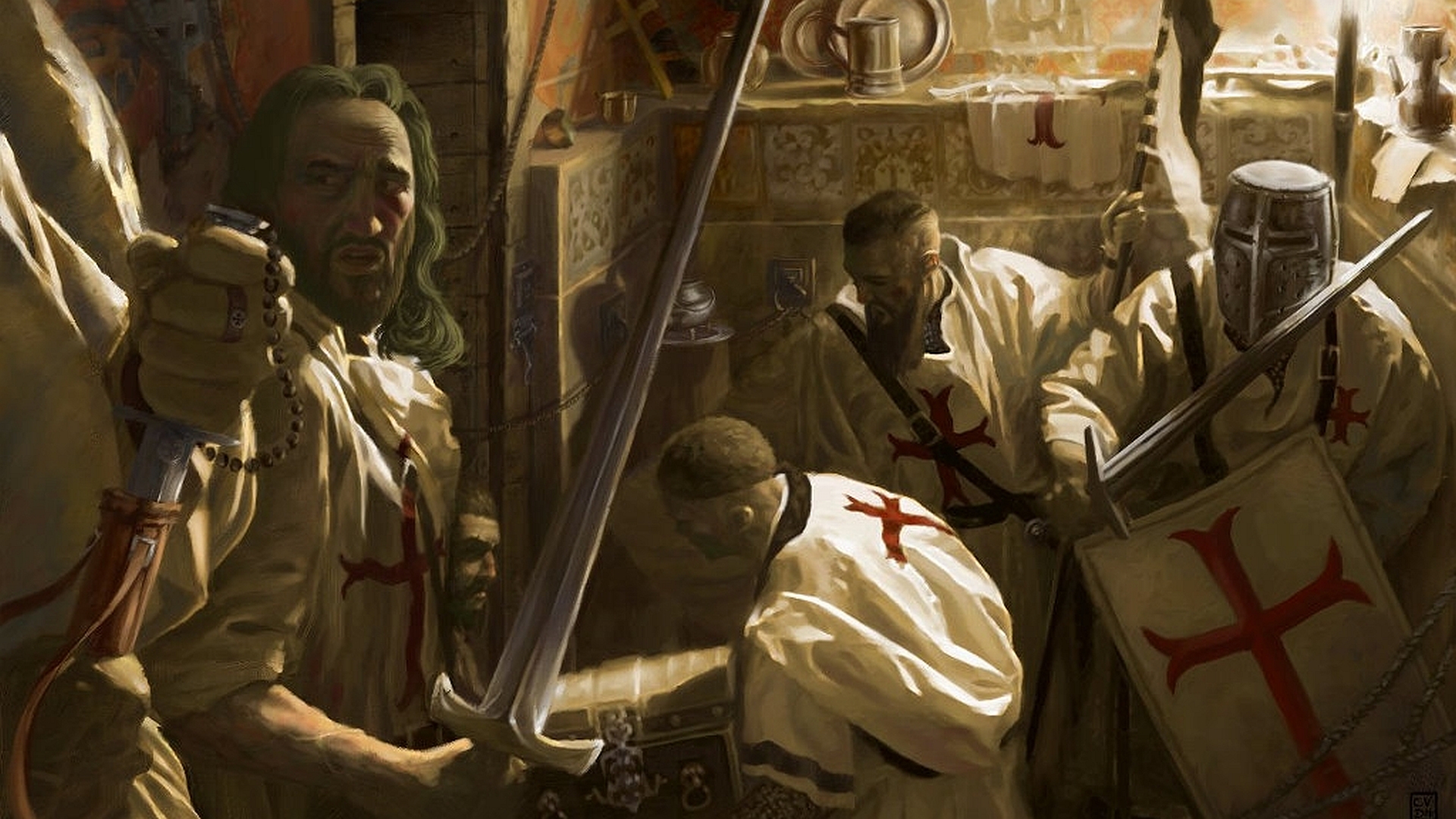 fondo de pantalla de caballeros templarios,arte