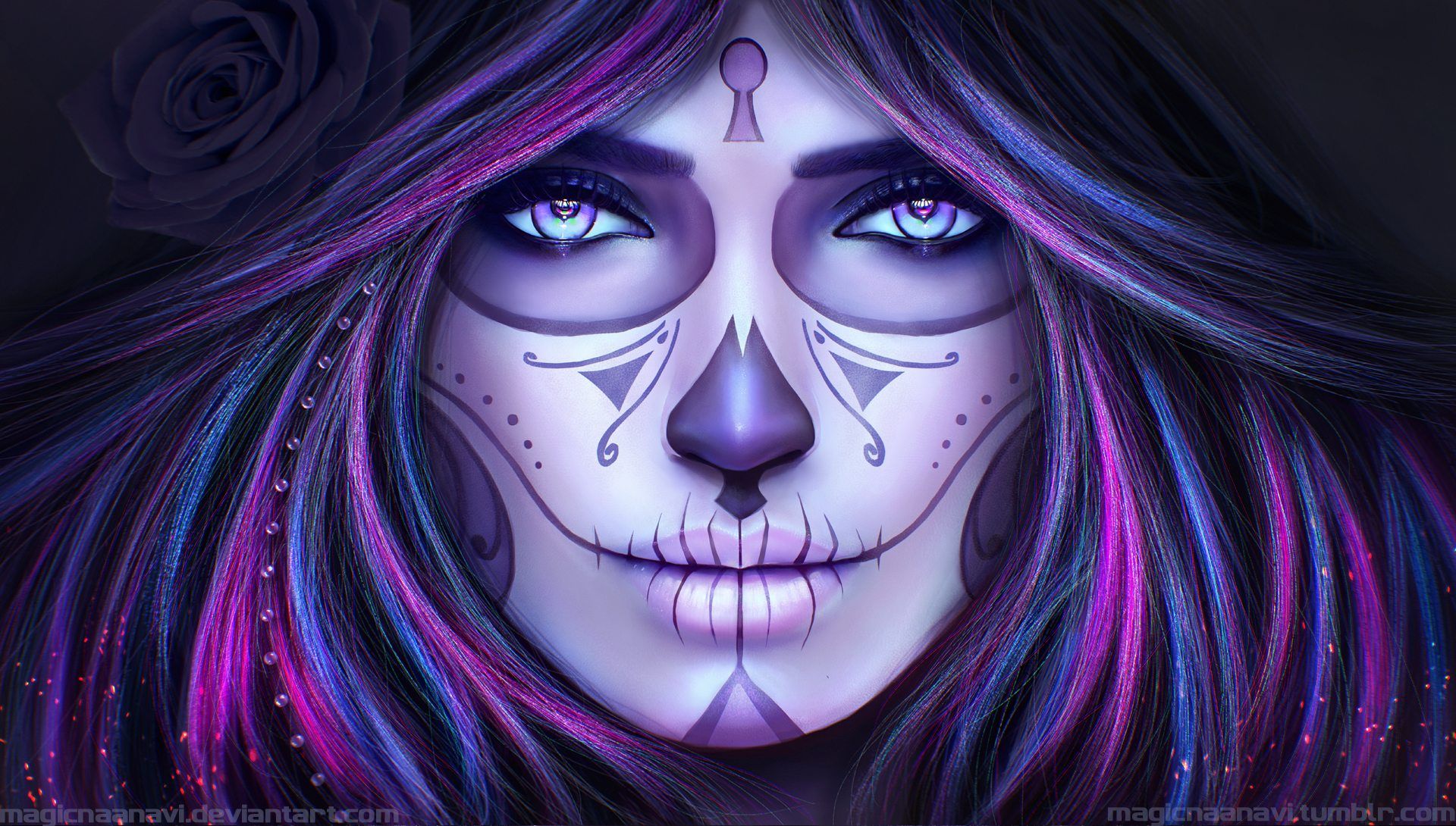 carta da parati la catrina,viola,viola,viso,cg artwork,occhio