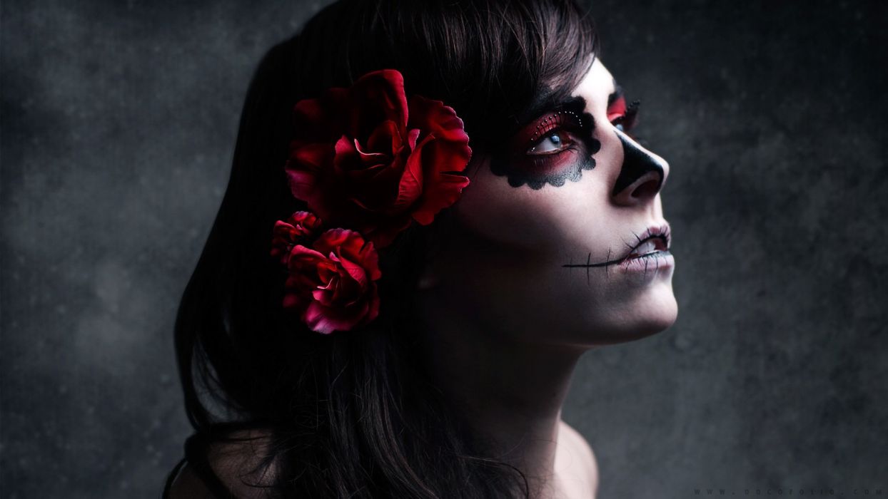 fond d'écran la catrina,visage,cheveux,rouge,beauté,tête