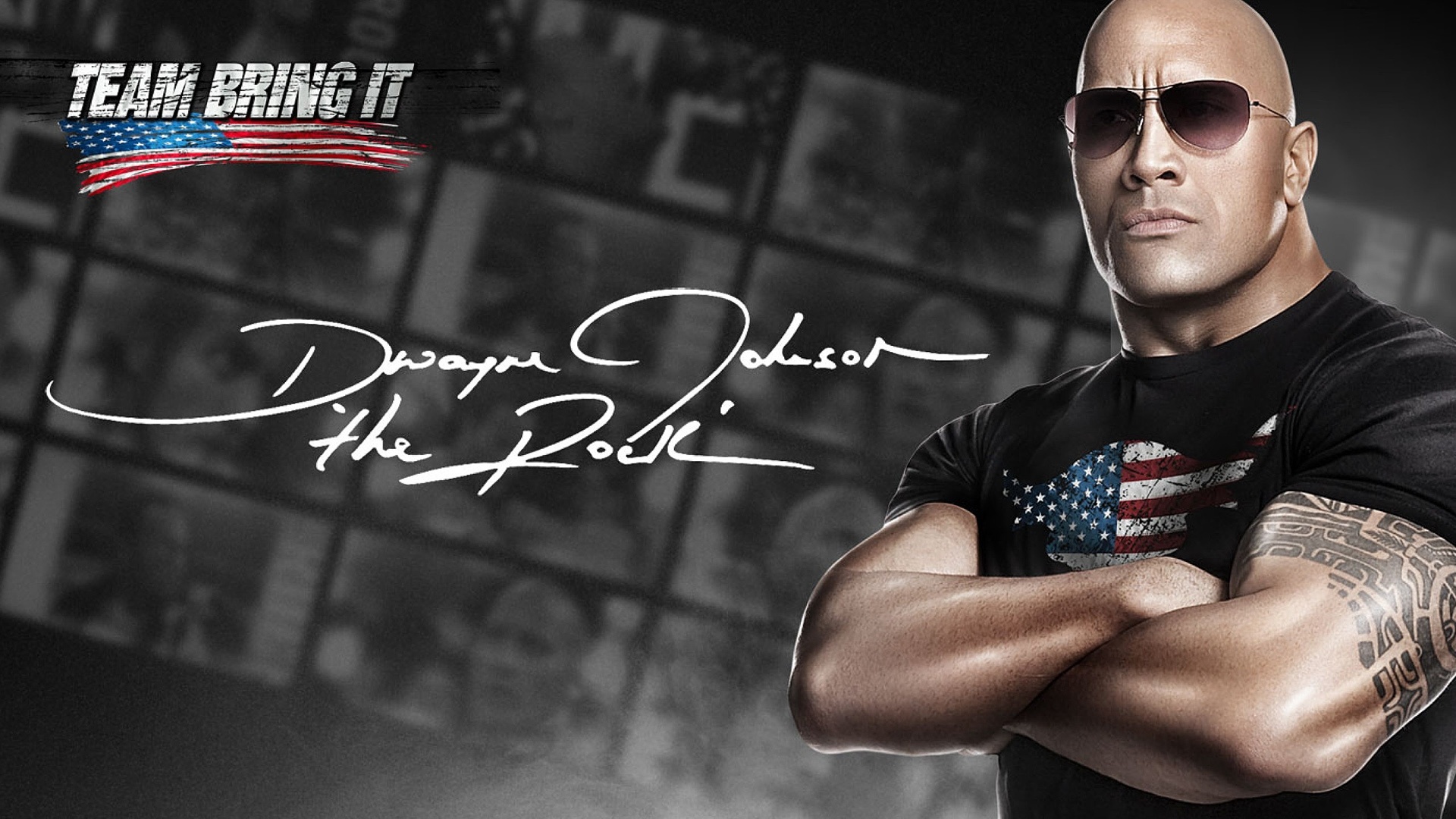 the rock wallpapers wwe,muscle,eyewear,font,album cover