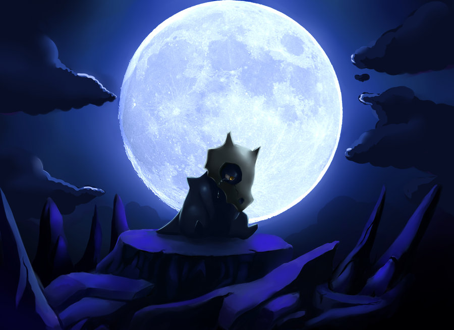 cubone wallpaper,moon,sky,light,moonlight,full moon