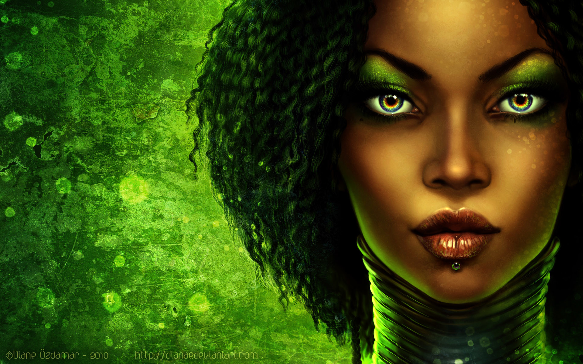 african american wallpaper,green,people in nature,hair,face,cg artwork