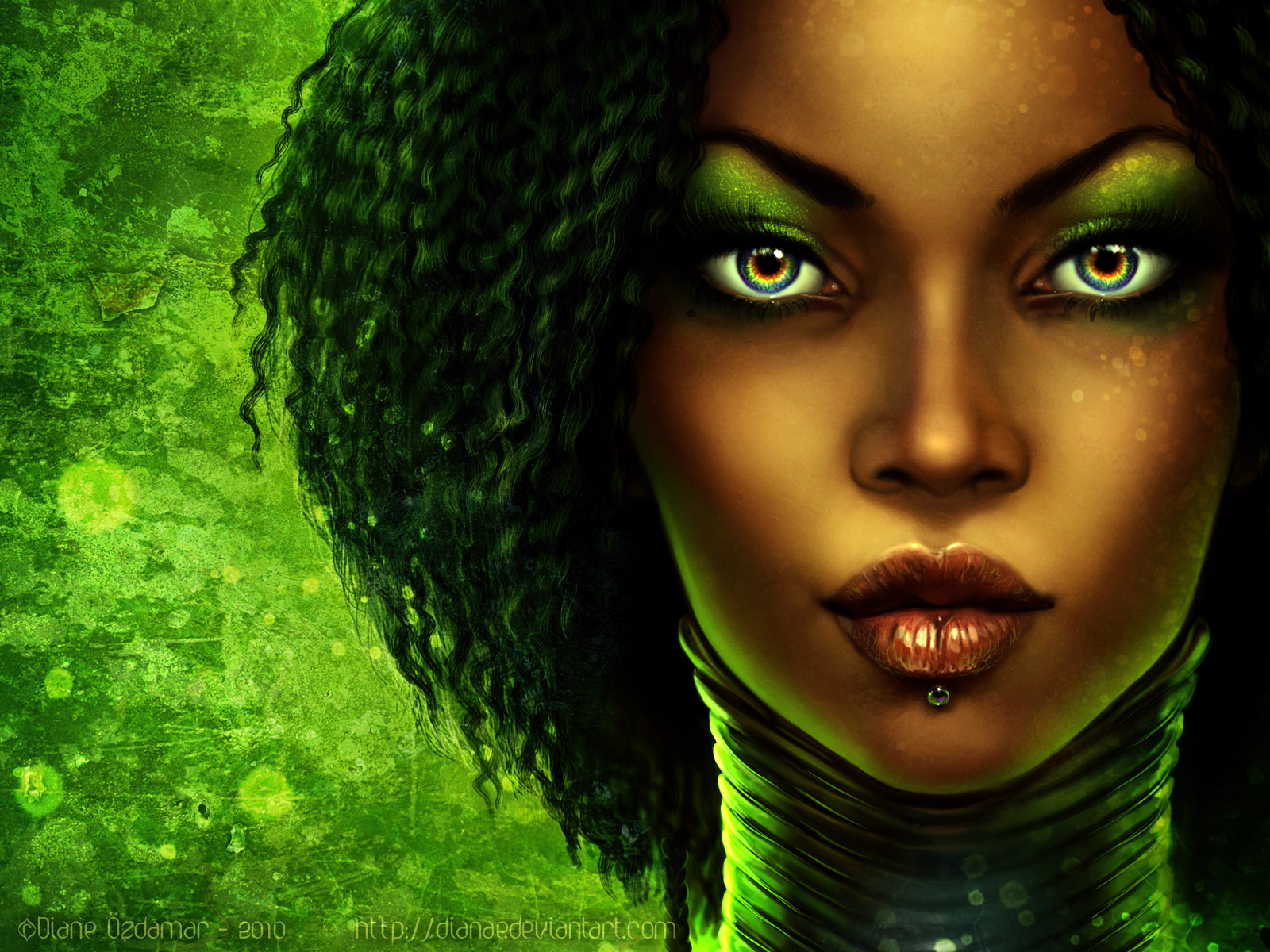 african american wallpaper,green,people in nature,hair,face,cg artwork