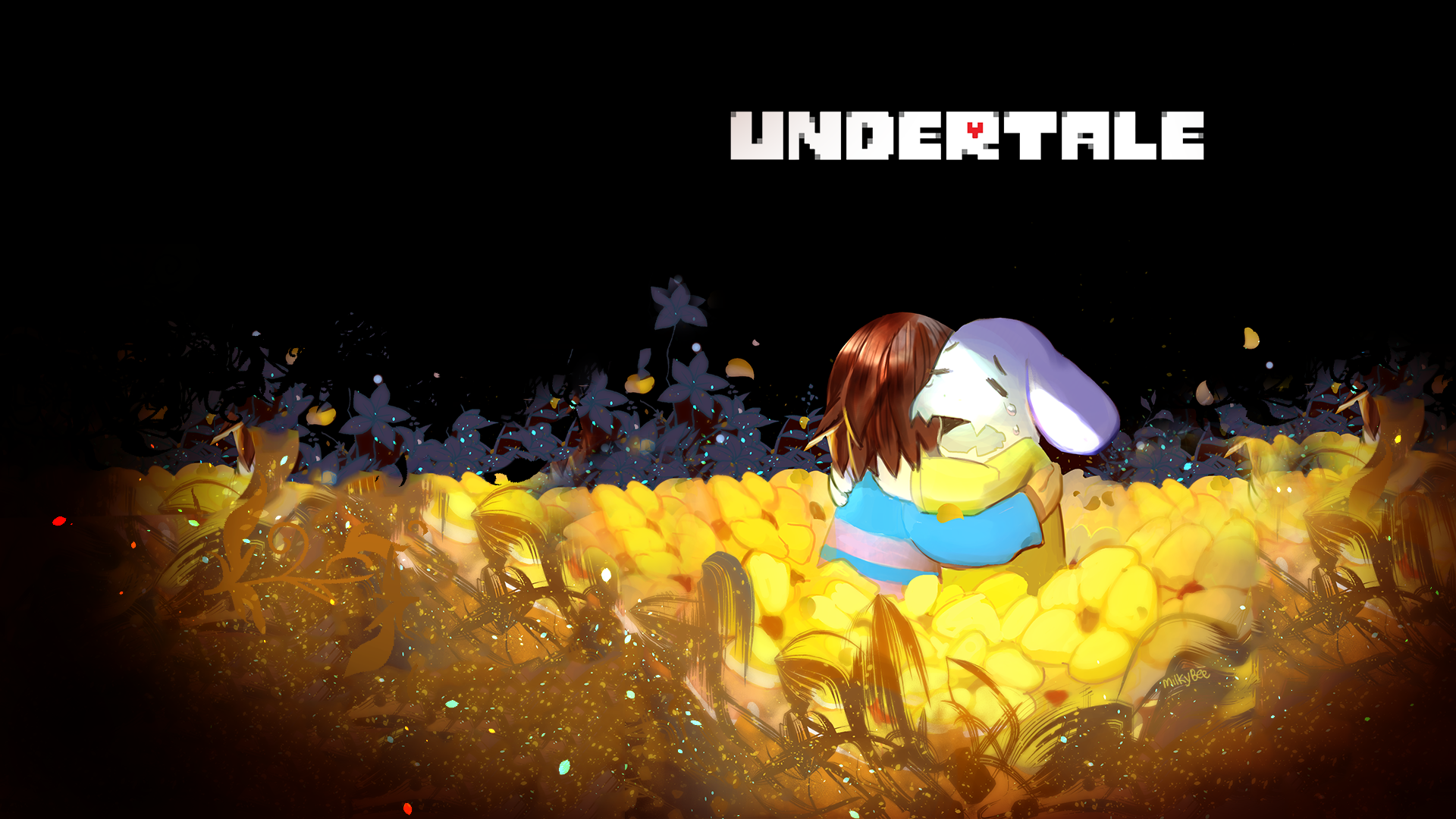 live undertale wallpaper,yellow,cartoon,text,font,animation