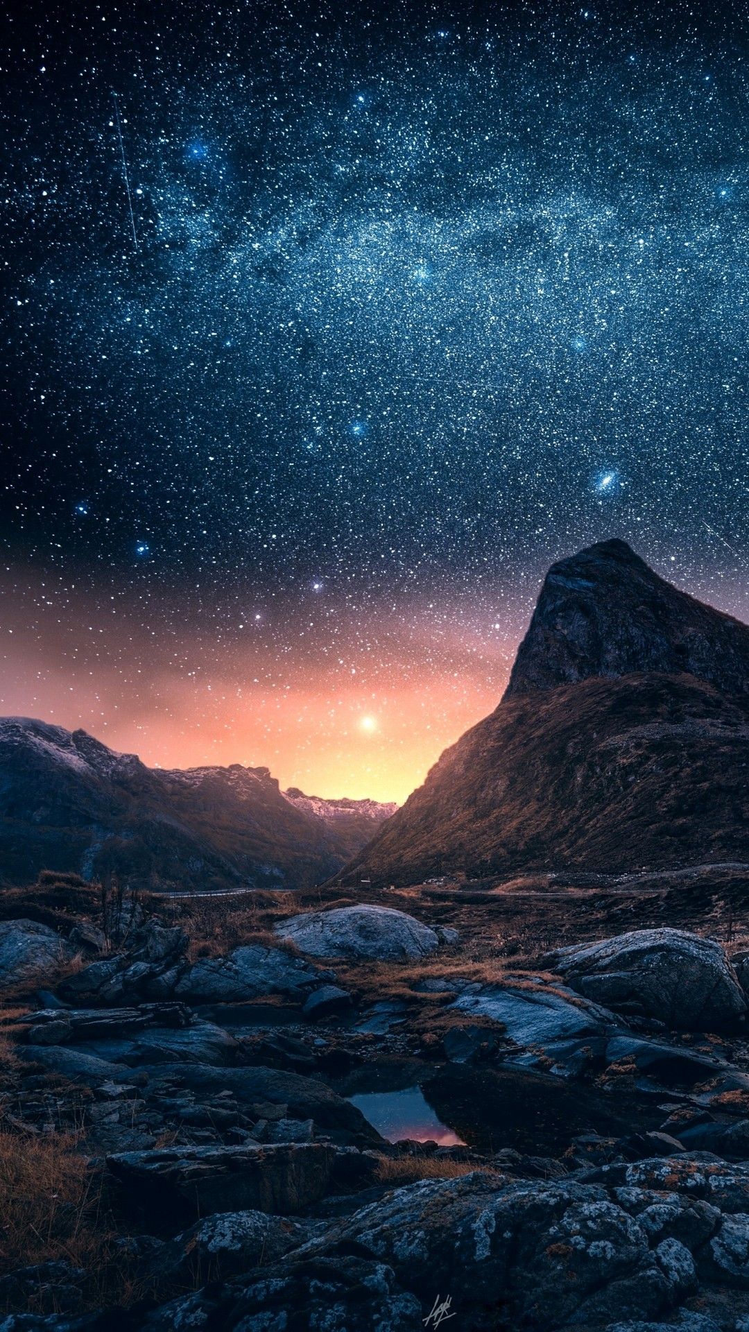 carta da parati gece,cielo,natura,paesaggio naturale,atmosfera,montagna