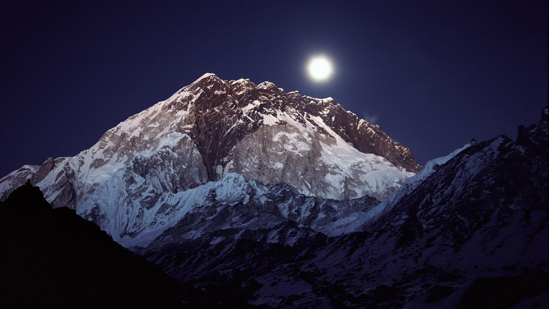 carta da parati gece,montagna,catena montuosa,cielo,leggero,luna