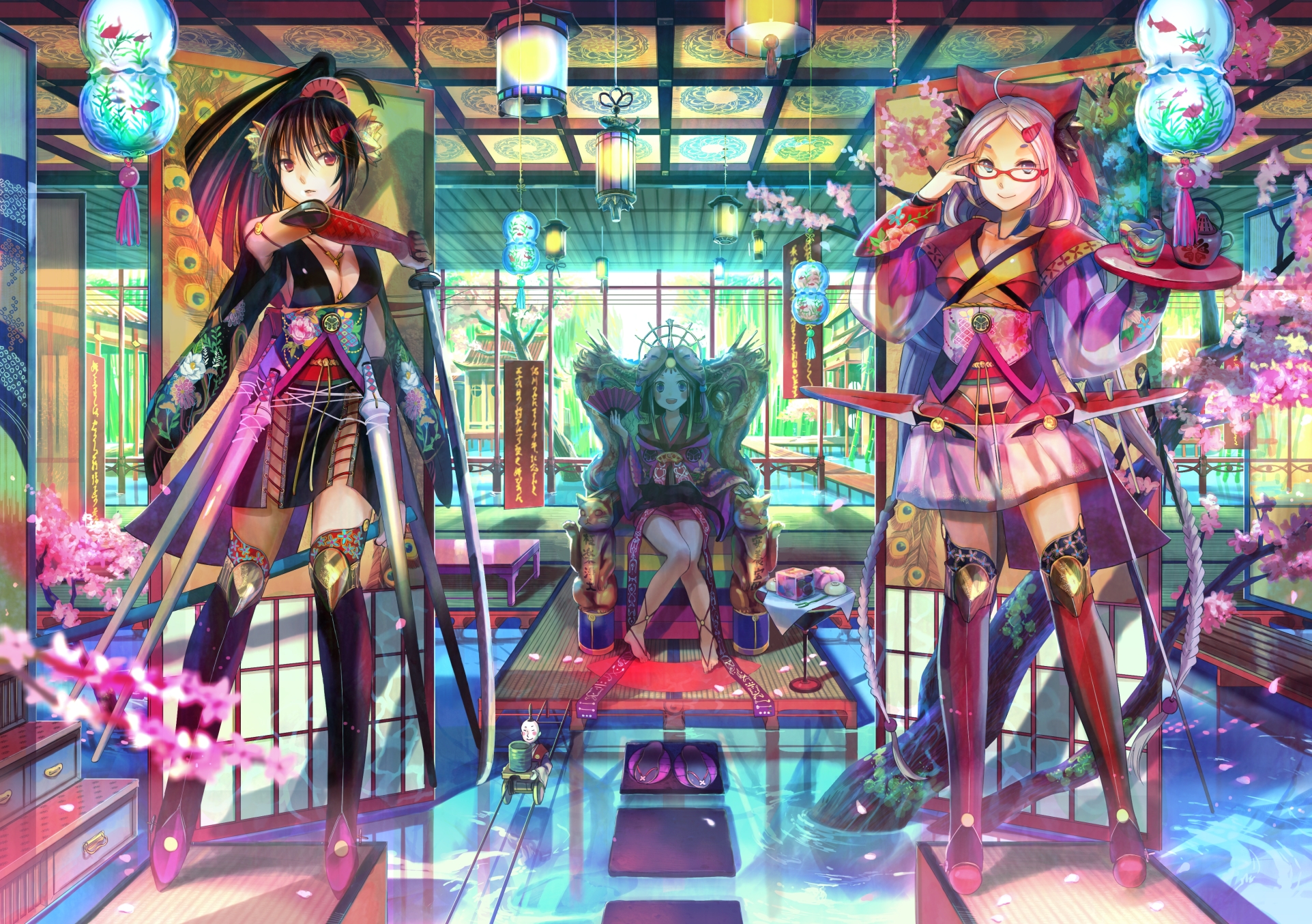 colorido fondo de pantalla de anime,juego de acción y aventura,anime,cg artwork,juegos,personaje de ficción