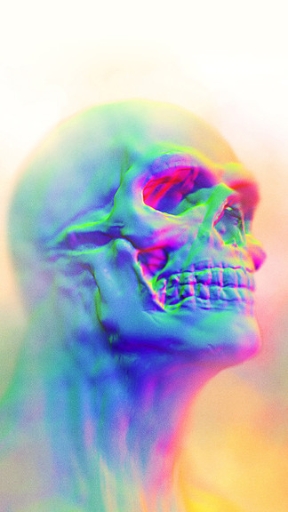 fondo de pantalla iphone efecto 3d,púrpura,colorido,cráneo,mandíbula,arte