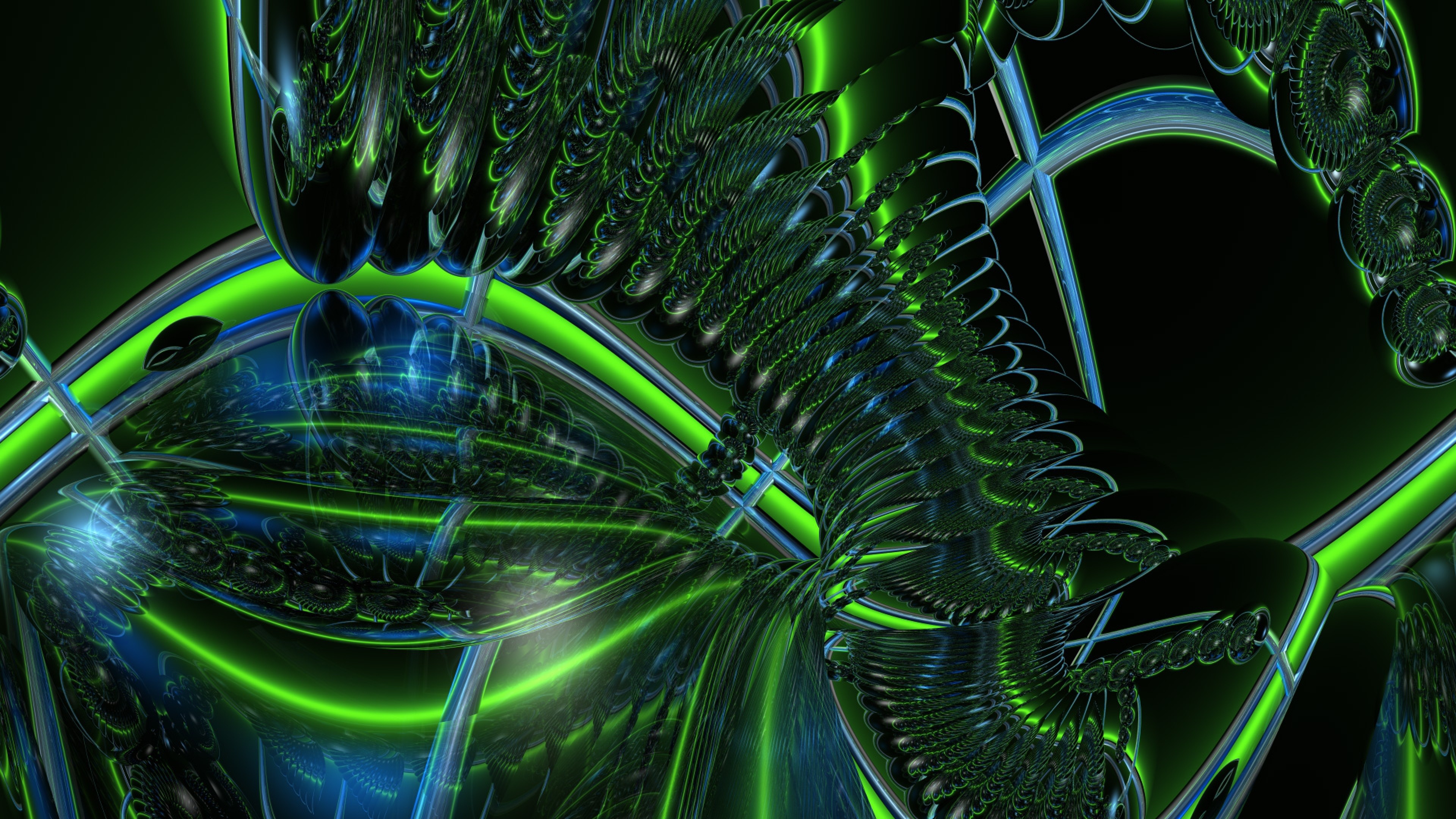 fond d'écran vert néon hd,vert,art fractal,bleu,art,la technologie