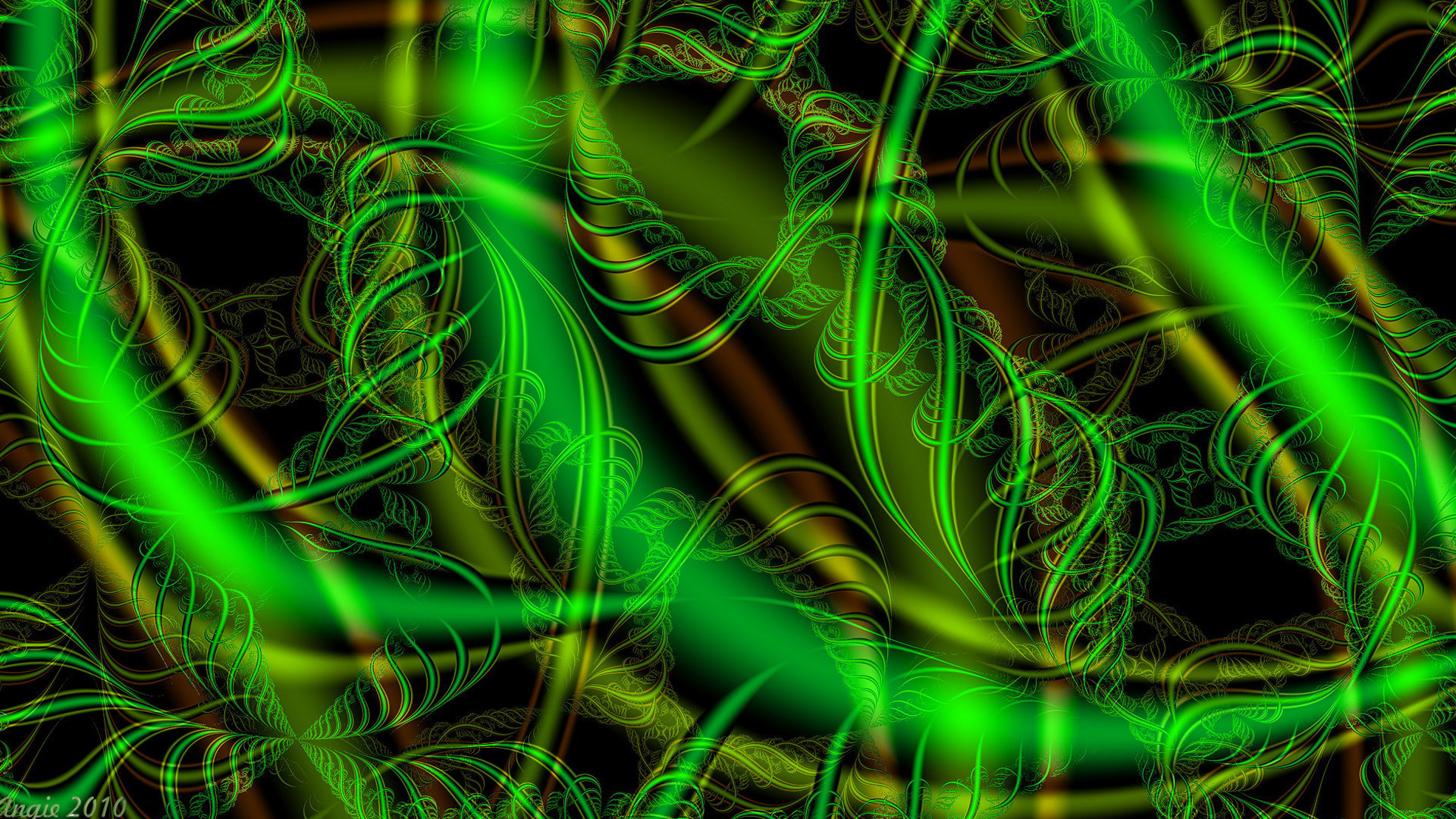 fond d'écran vert néon hd,vert,art fractal,lumière,modèle,la technologie
