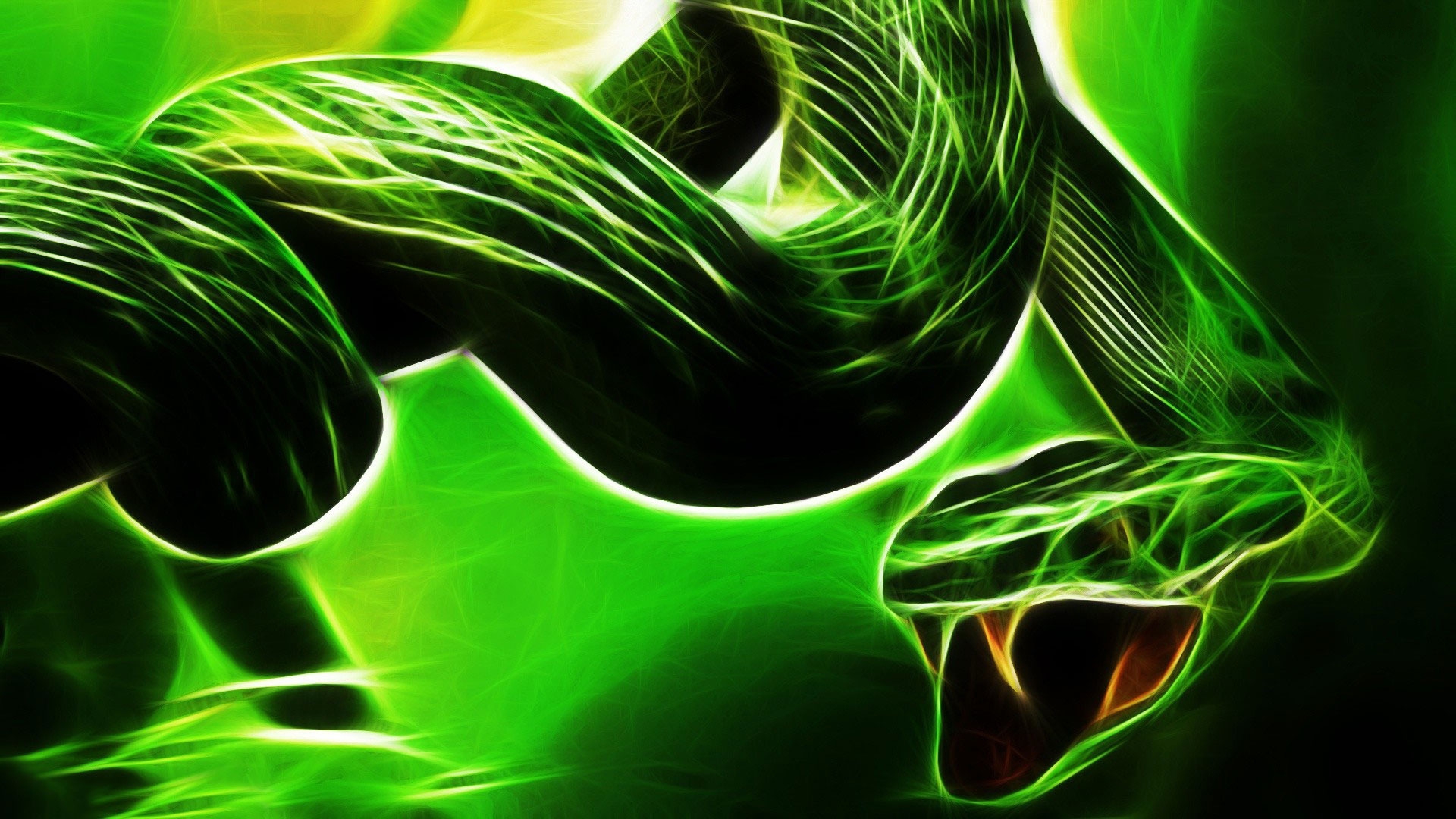 네온 녹색 벽지 hd,초록,프랙탈 아트,빛,물,잎