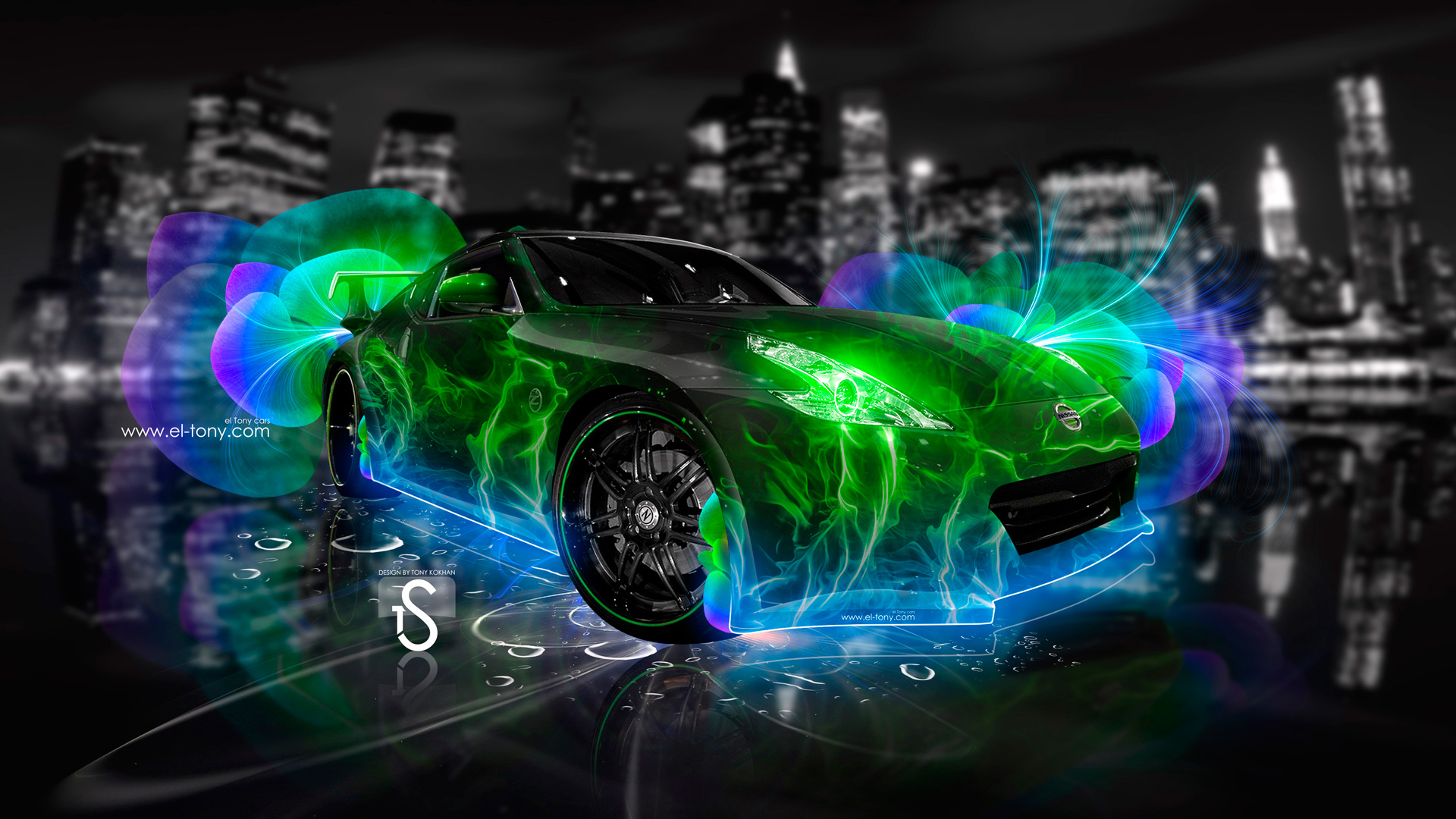 neon green wallpaper hd,vehicle,car,neon,city car,sports car
