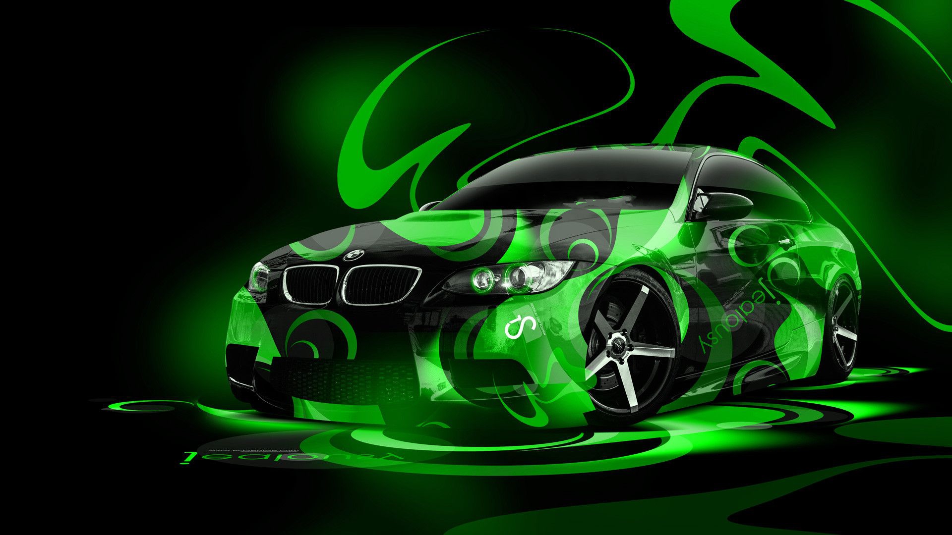neon green wallpaper hd,automotive design,green,headlamp,car,vehicle