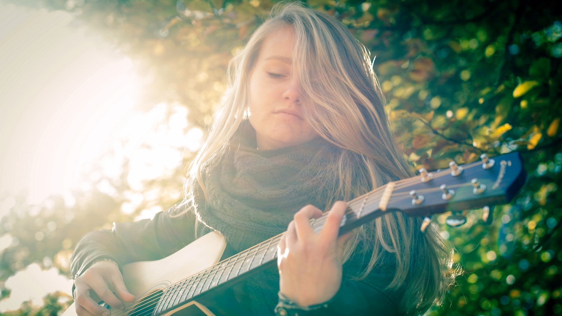 wallpaper of girl with guitar,people in nature,string instrument,guitar,musical instrument,plucked string instruments