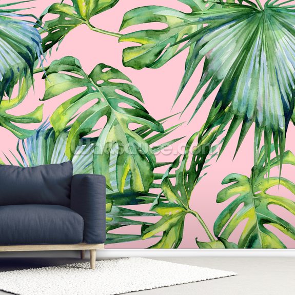Green And Pink Wall Mural WallpaperUse