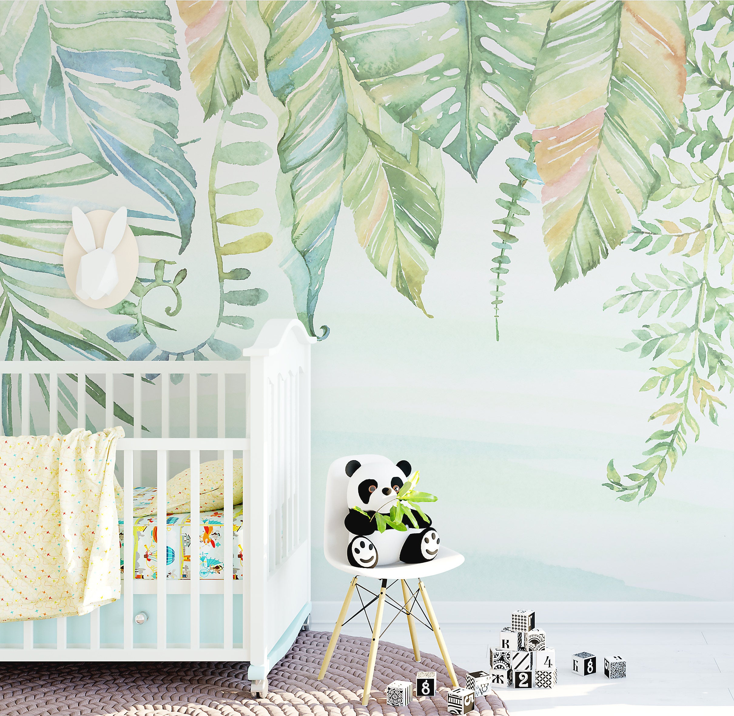 정글 벽지 벽화,초록,나무,잎,방,벽지