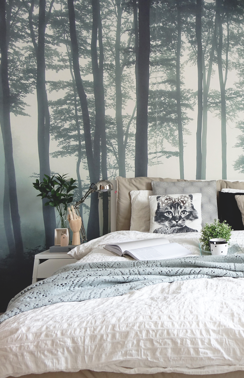 papier peint forêt pour chambre,chambre,lit,chambre,meubles,drap de lit
