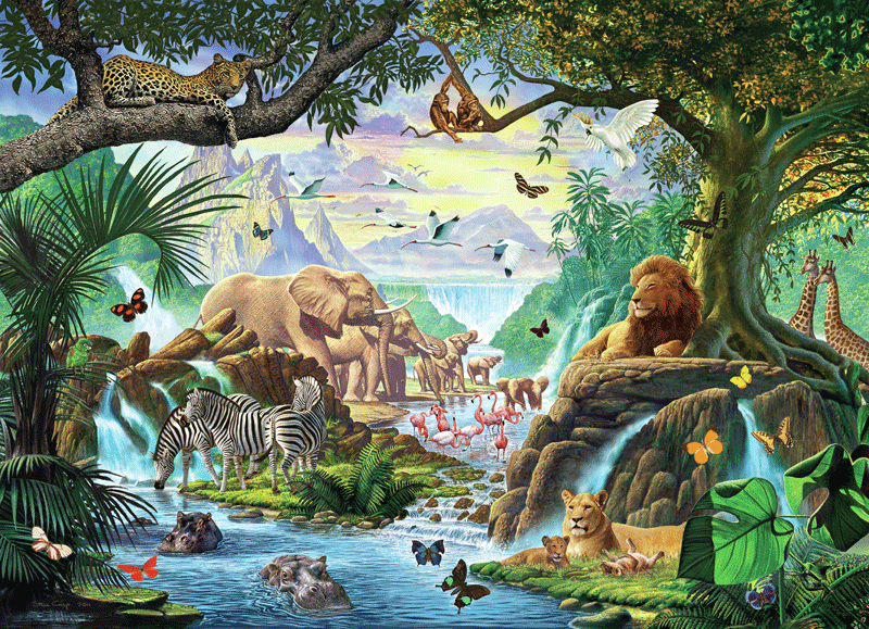 jungle wallpaper mural,natural landscape,jungle,biome,painting,art