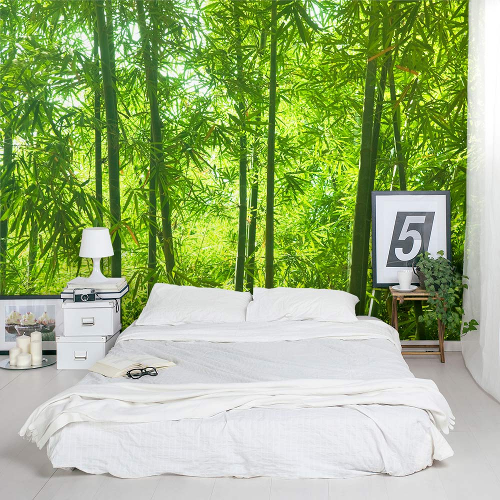 papel tapiz forestal para dormitorio,mueble,habitación,cama,sábana,dormitorio