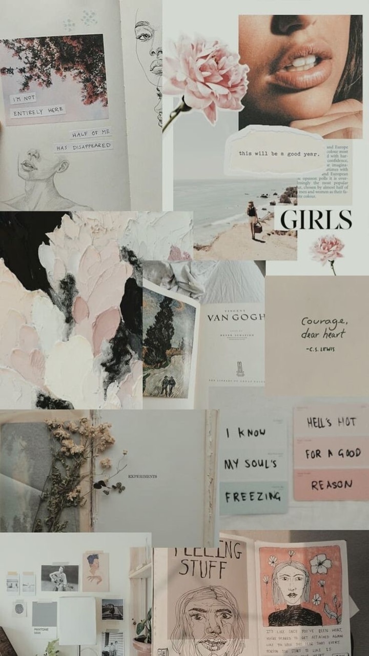 tumblr collage wallpaper,text,material property,paper,plant,art